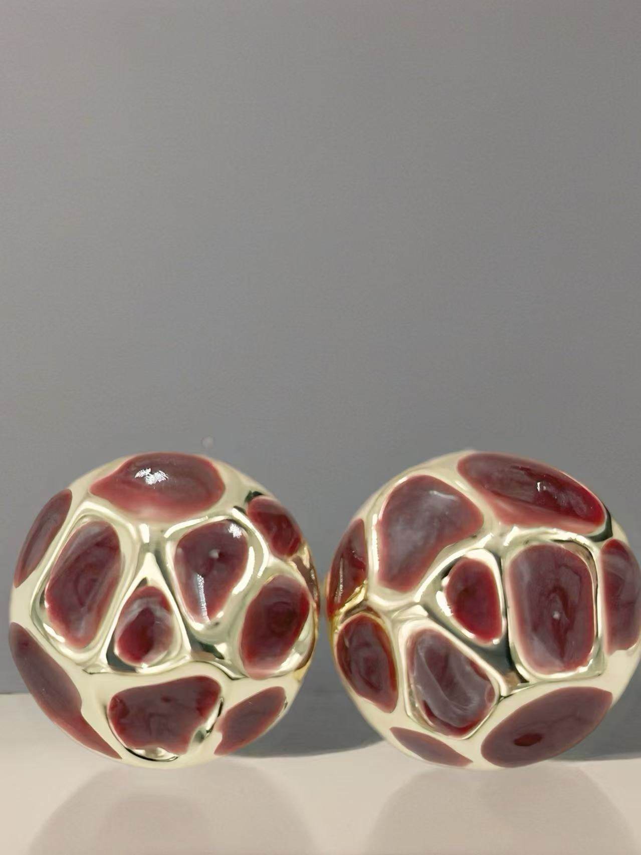 Retro Dome Mosaic Enamel Stud Earrings - MODA ACCESSORIES
