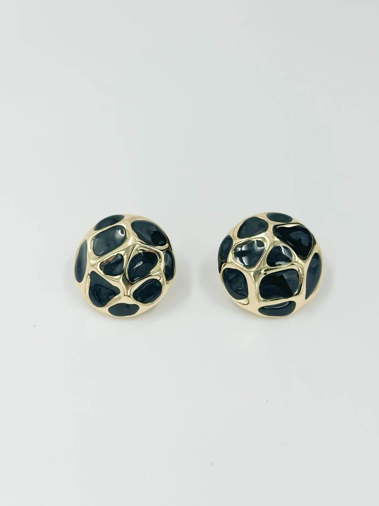 Retro Dome Mosaic Enamel Stud Earrings - MODA ACCESSORIES