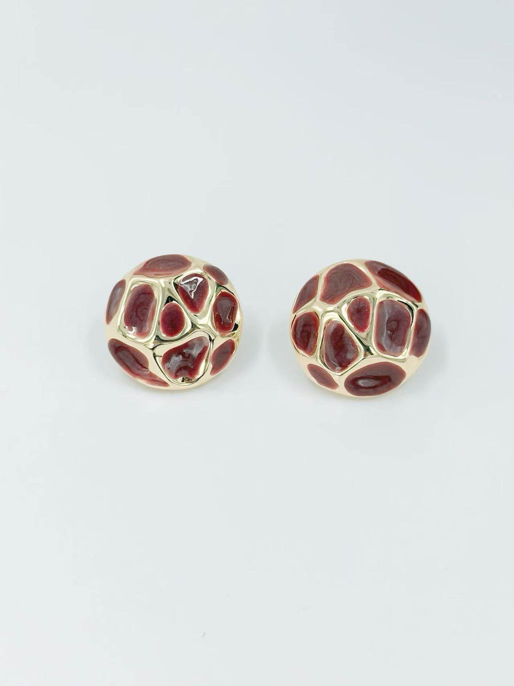 Retro Dome Mosaic Enamel Stud Earrings - MODA ACCESSORIES