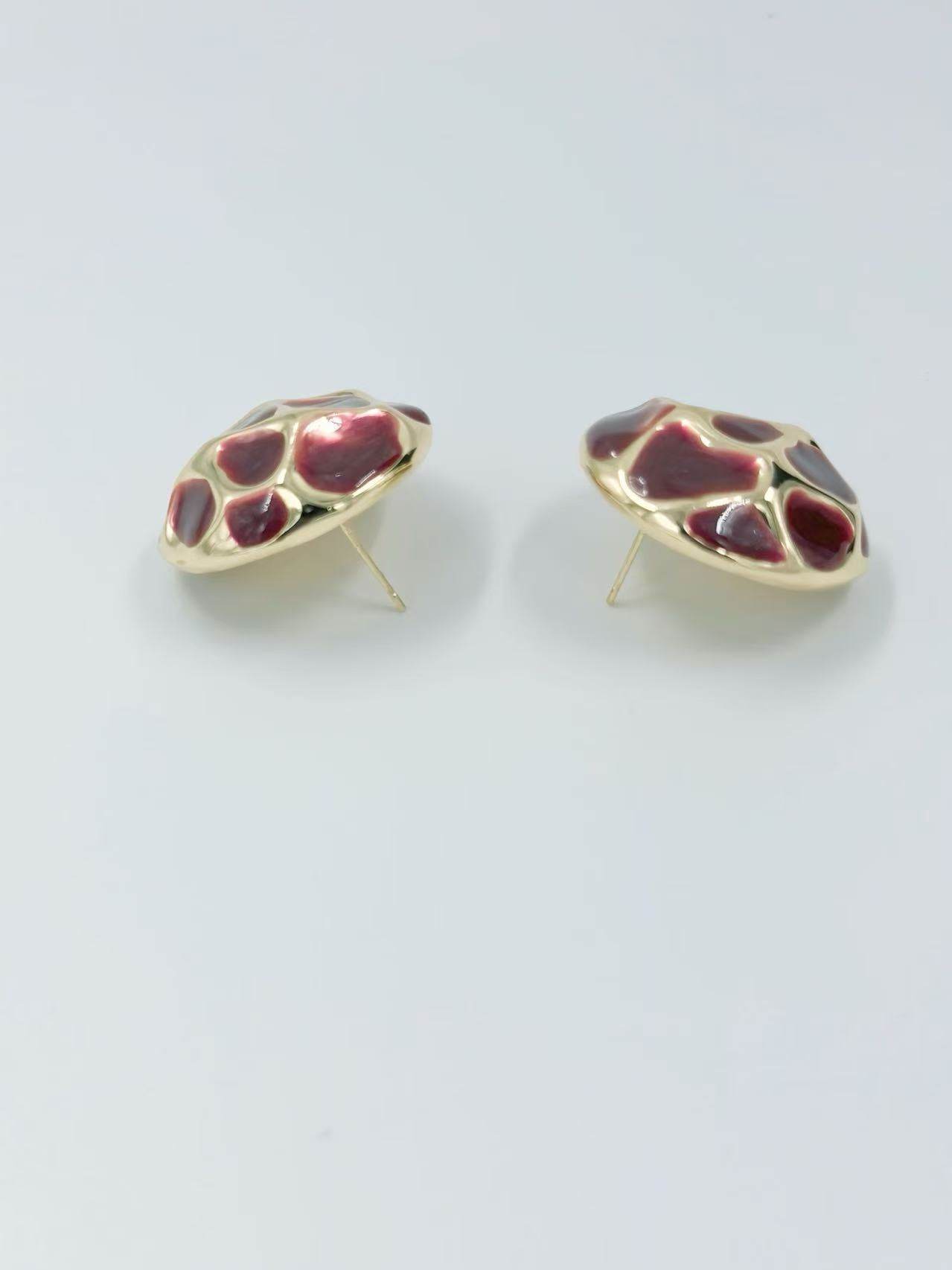 Retro Dome Mosaic Enamel Stud Earrings - MODA ACCESSORIES