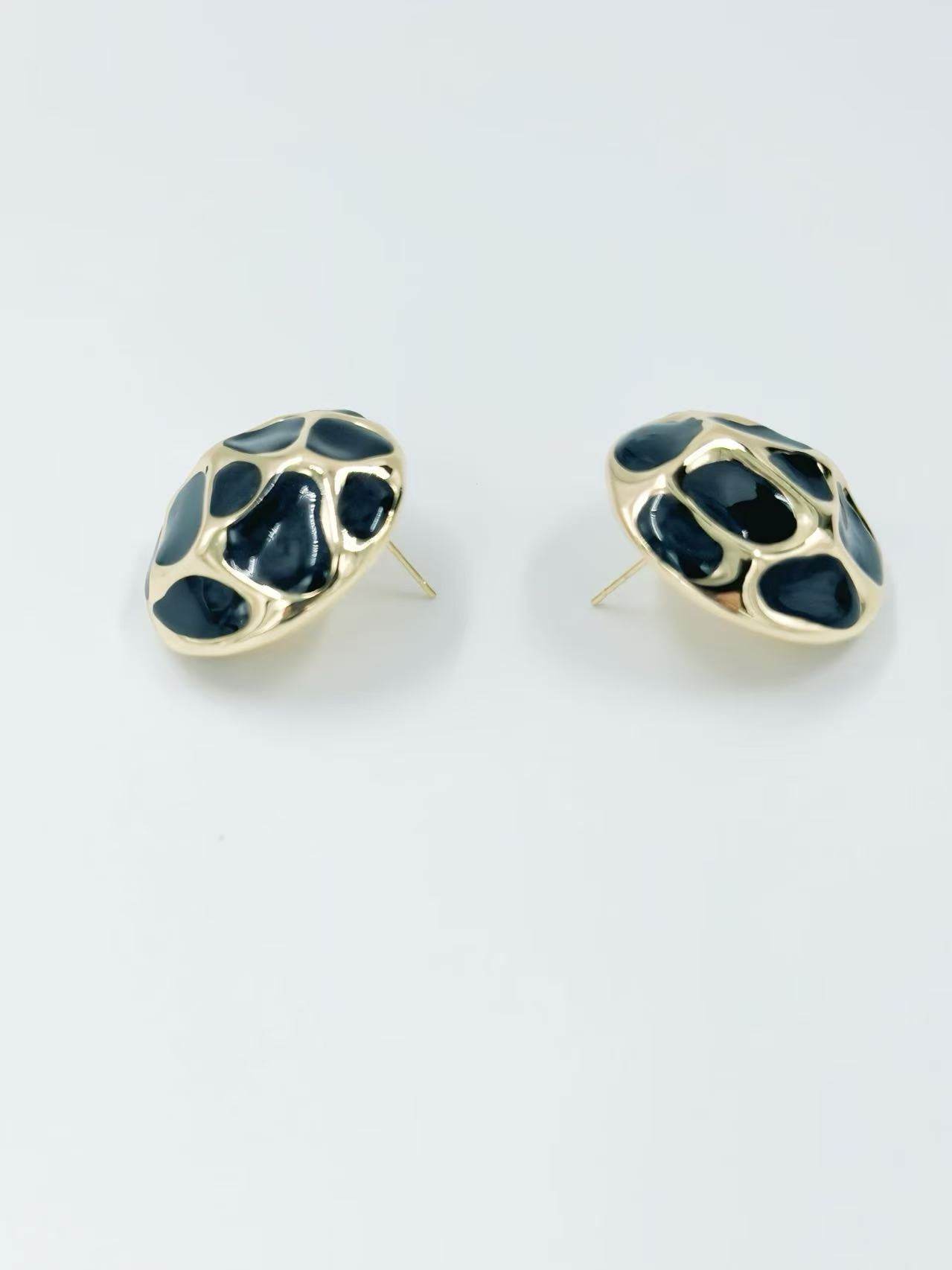 Retro Dome Mosaic Enamel Stud Earrings - MODA ACCESSORIES