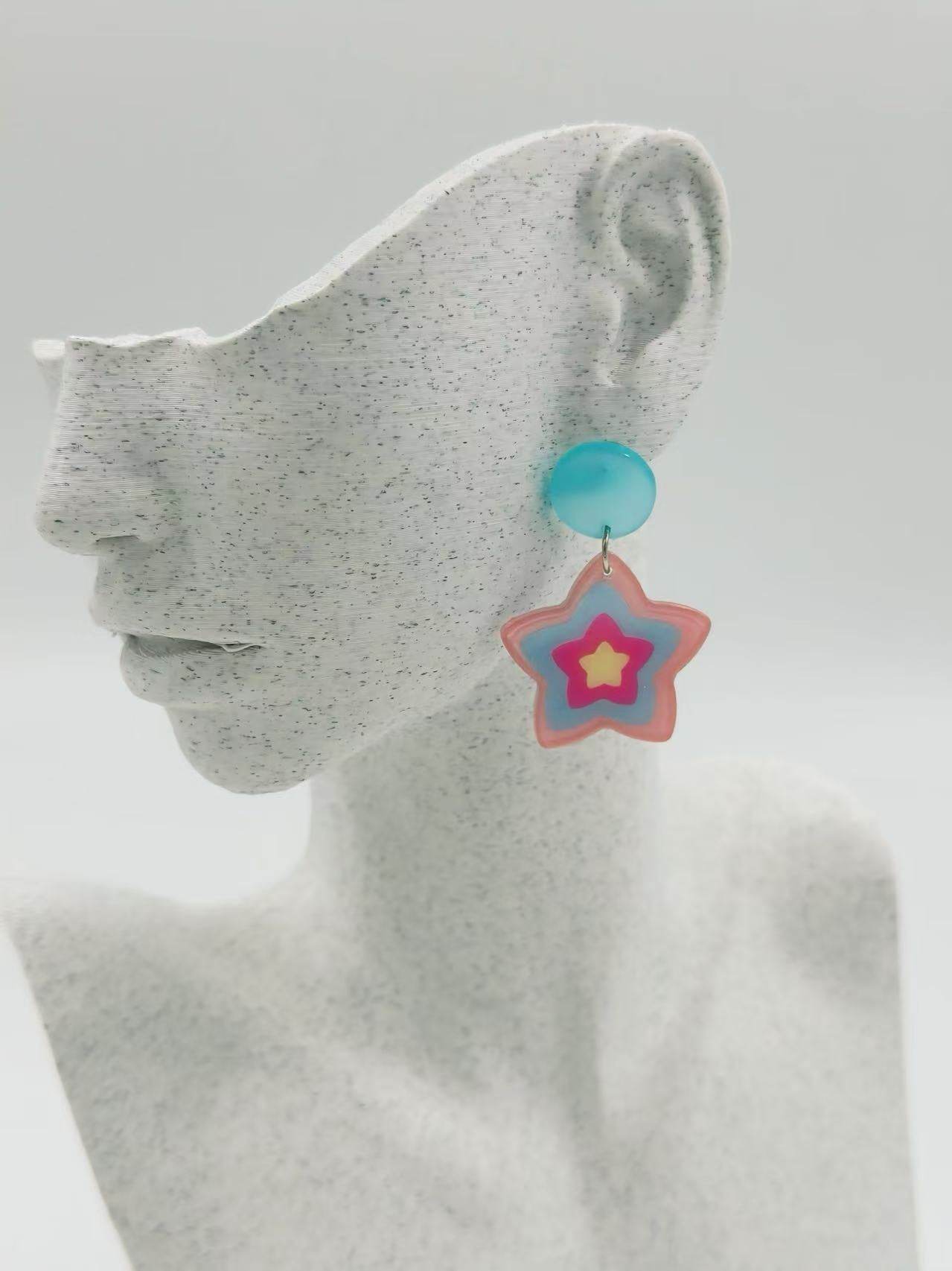 Colorful Layered Star Stud Earrings - MODA ACCESSORIES