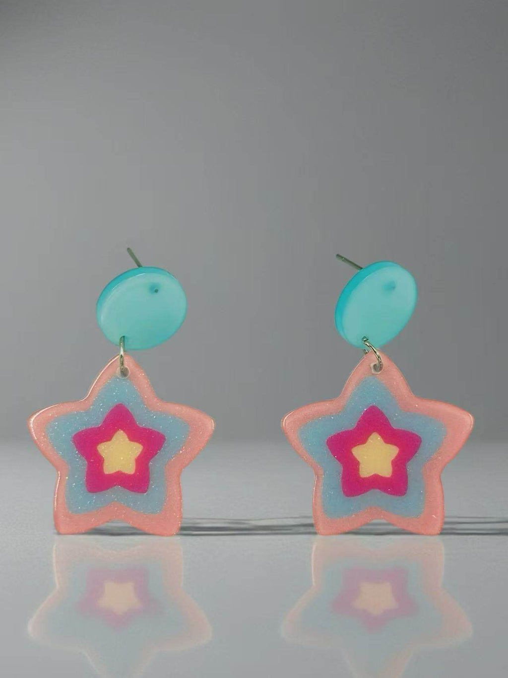 Colorful Layered Star Stud Earrings - MODA ACCESSORIES