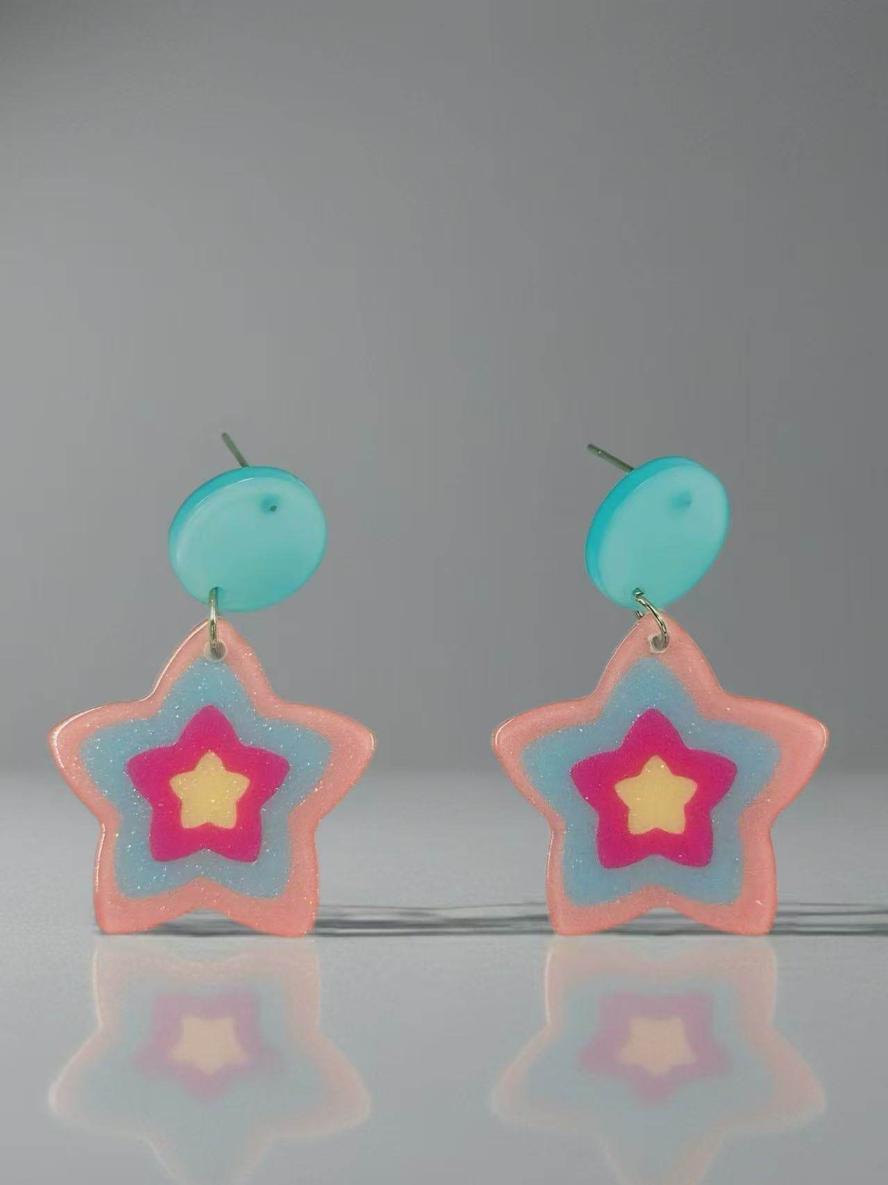 Colorful Layered Star Stud Earrings - MODA ACCESSORIES