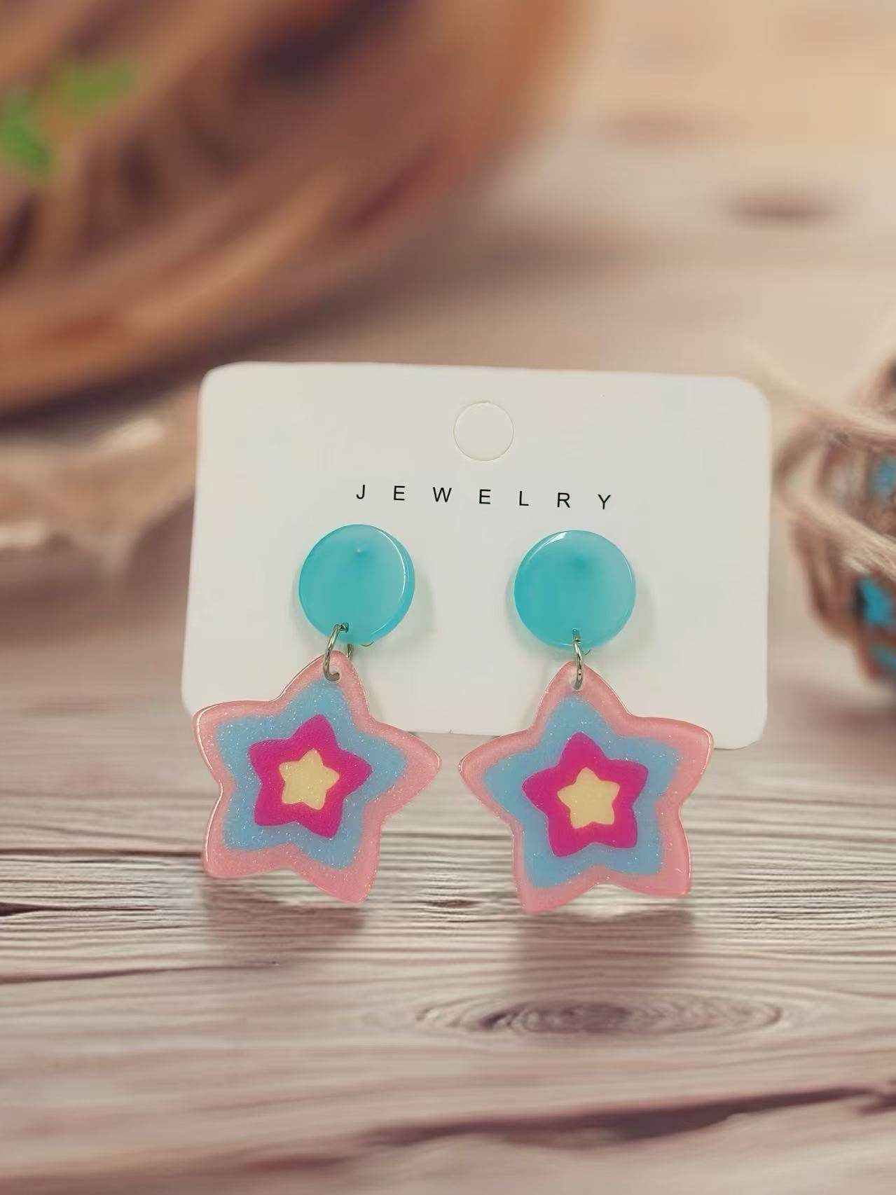 Colorful Layered Star Stud Earrings - MODA ACCESSORIES