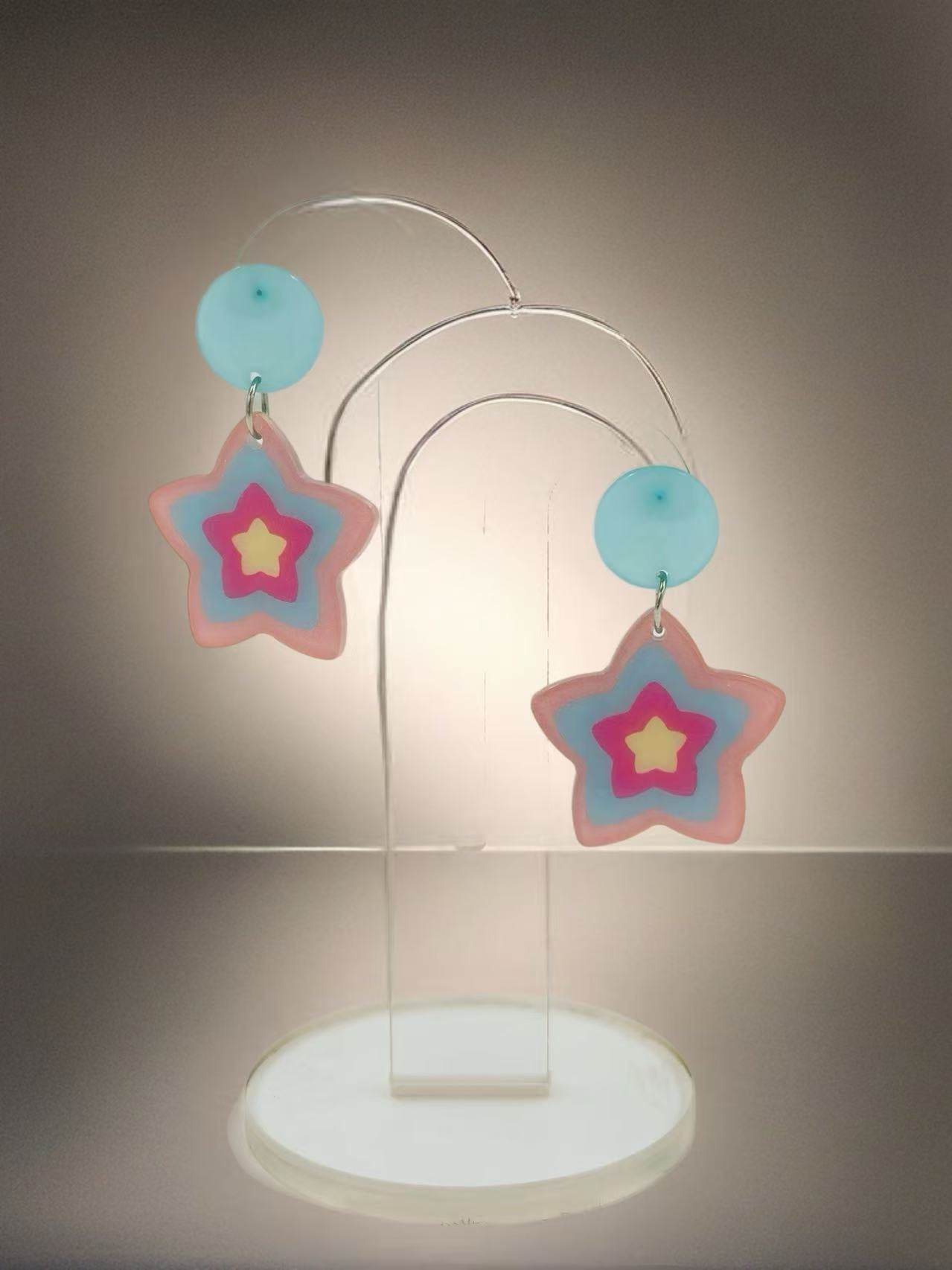 Colorful Layered Star Stud Earrings - MODA ACCESSORIES