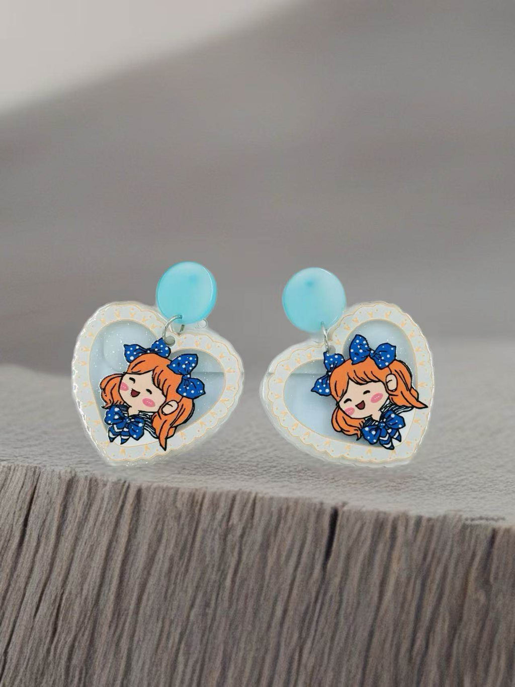 Kawaii Girl Heart Stud Earrings - MODA ACCESSORIES