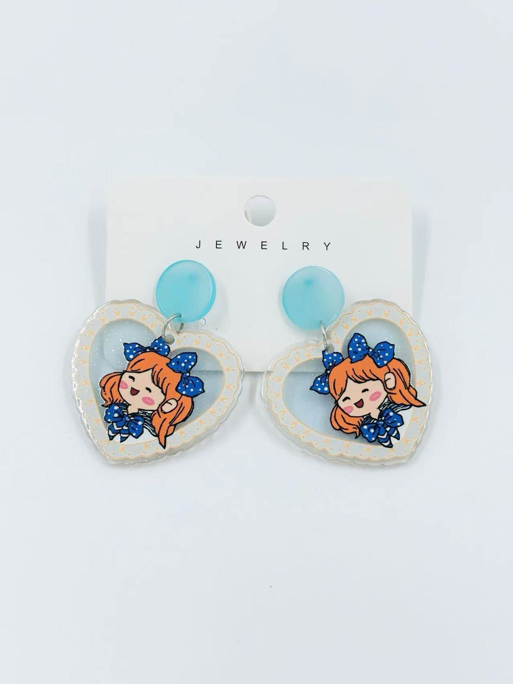 Kawaii Girl Heart Stud Earrings - MODA ACCESSORIES