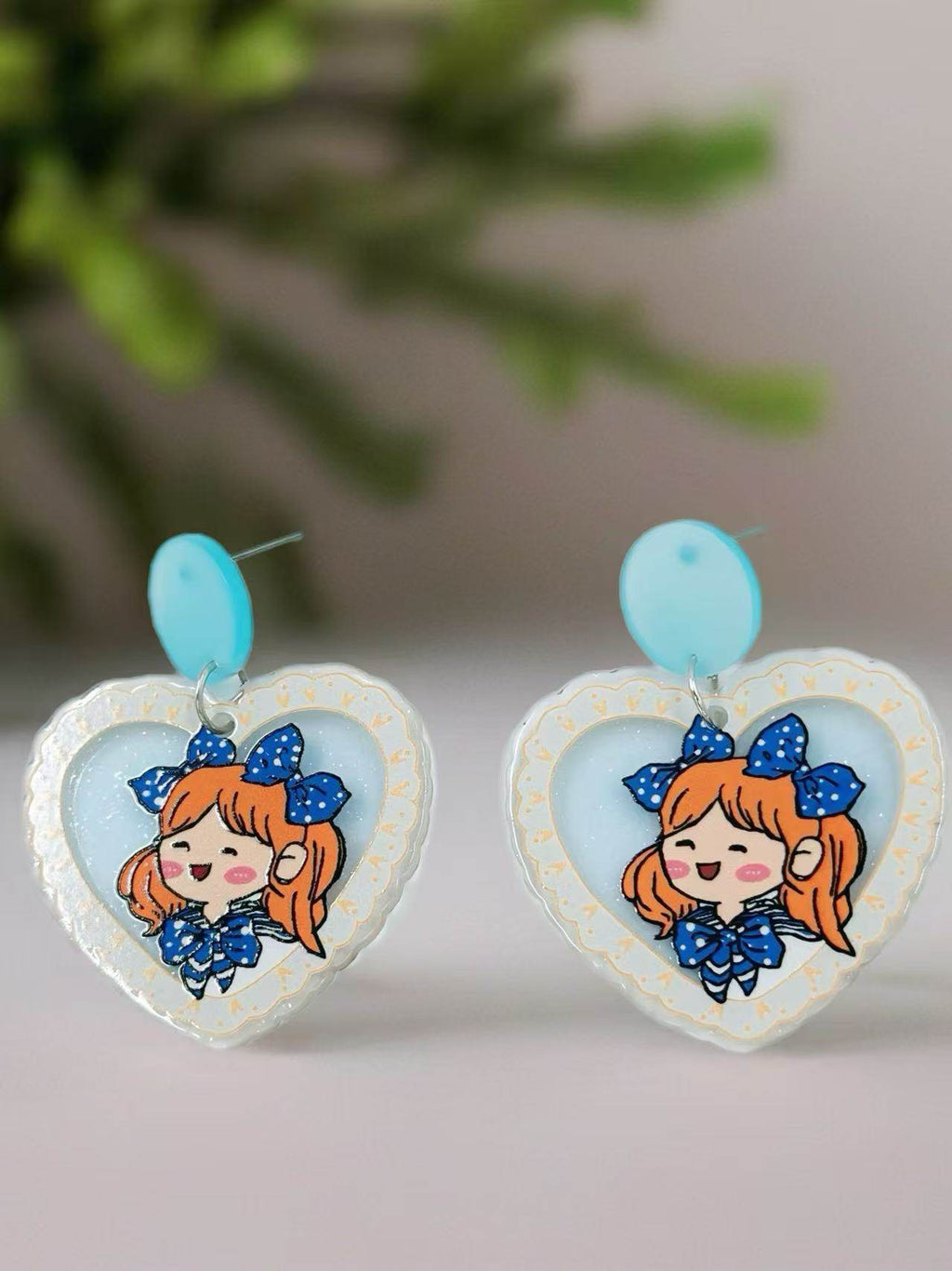 Kawaii Girl Heart Stud Earrings - MODA ACCESSORIES