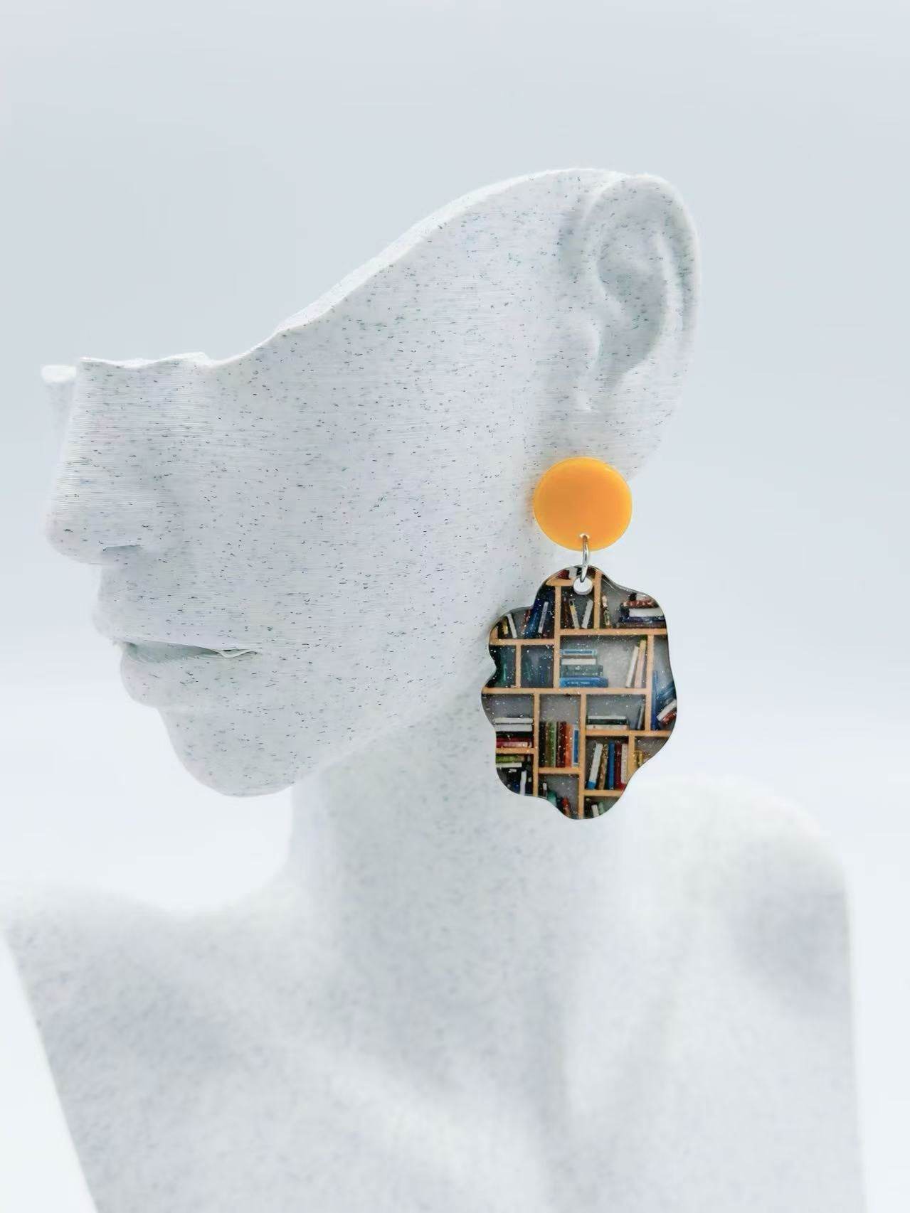 Bookshelf-Inspired Stud Earrings - MODA ACCESSORIES