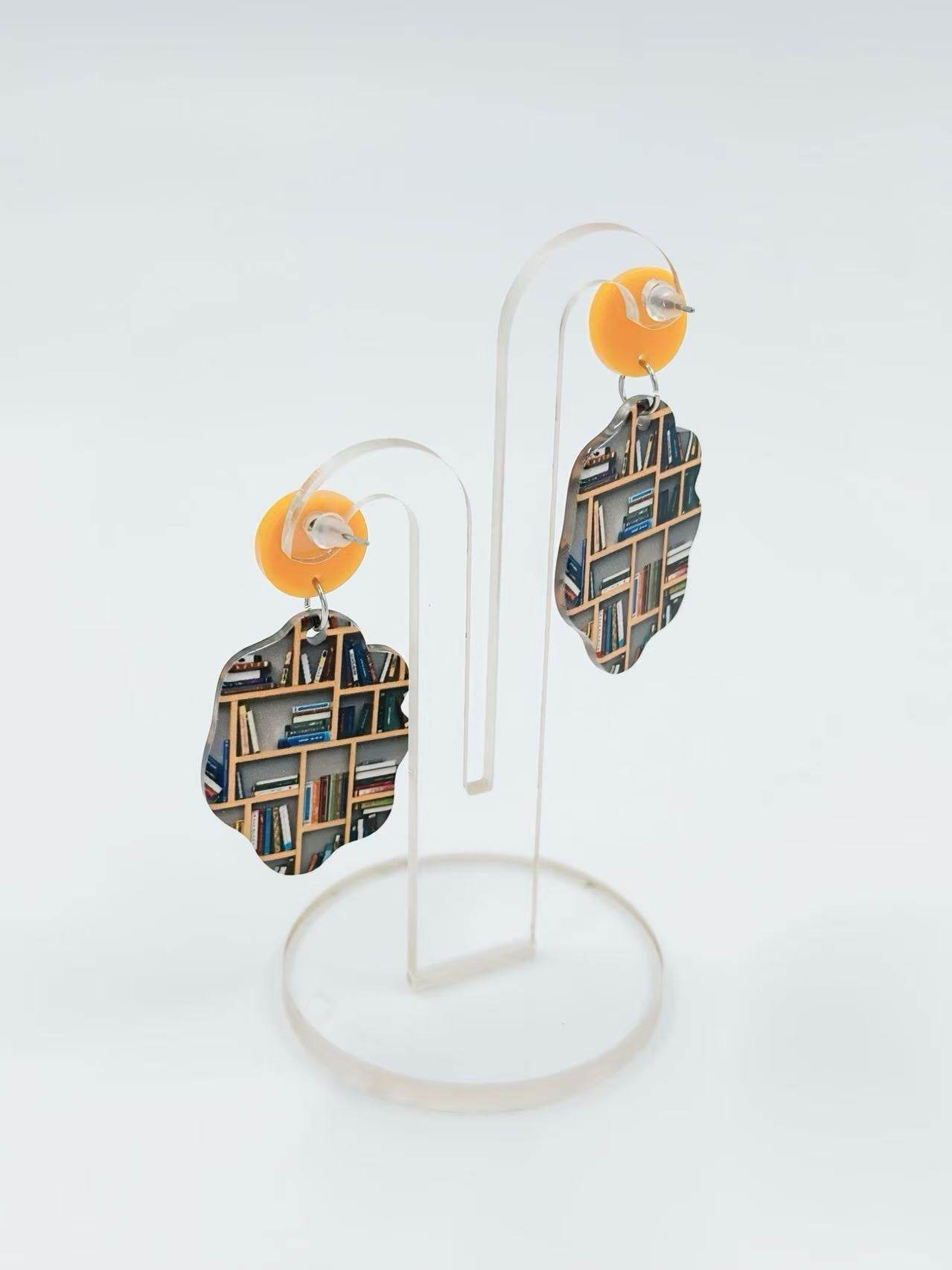 Bookshelf-Inspired Stud Earrings - MODA ACCESSORIES