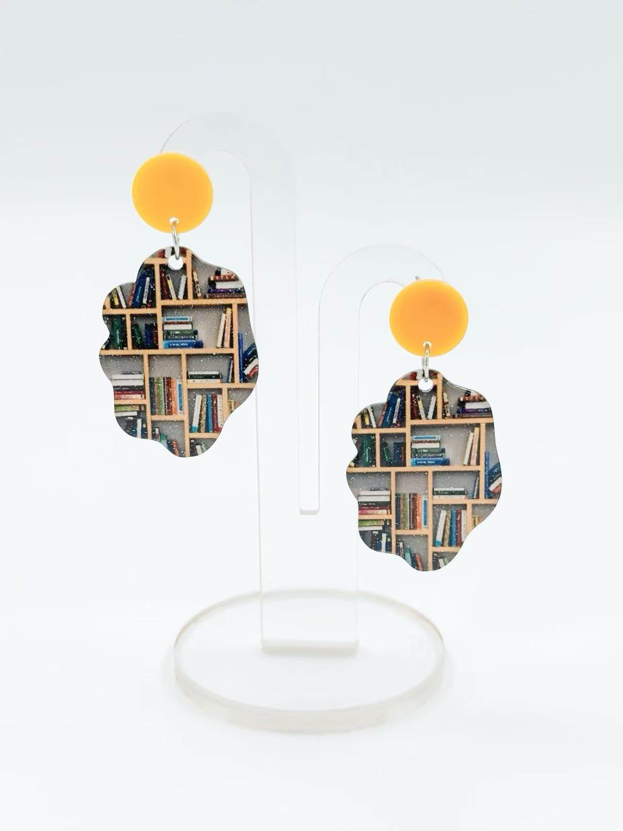 Bookshelf-Inspired Stud Earrings - MODA ACCESSORIES