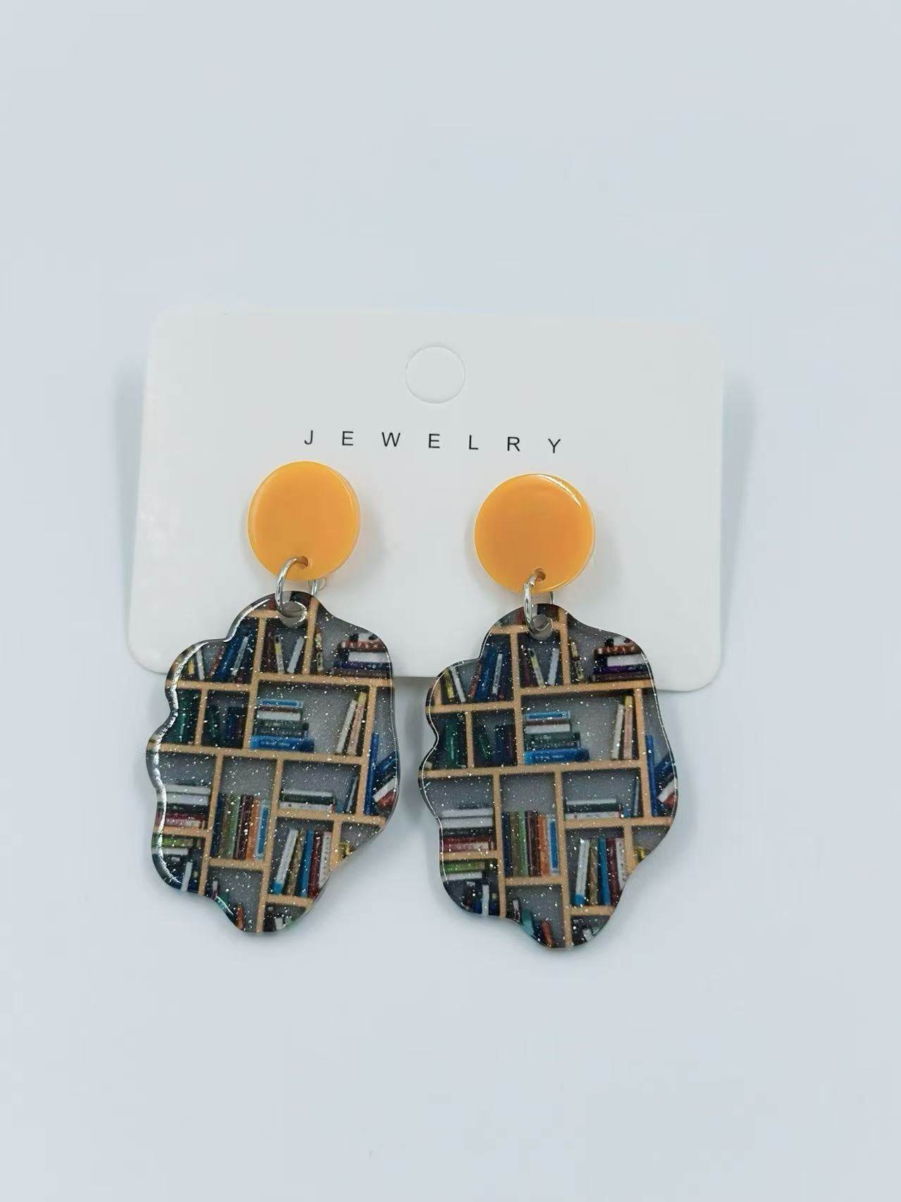 Bookshelf-Inspired Stud Earrings - MODA ACCESSORIES