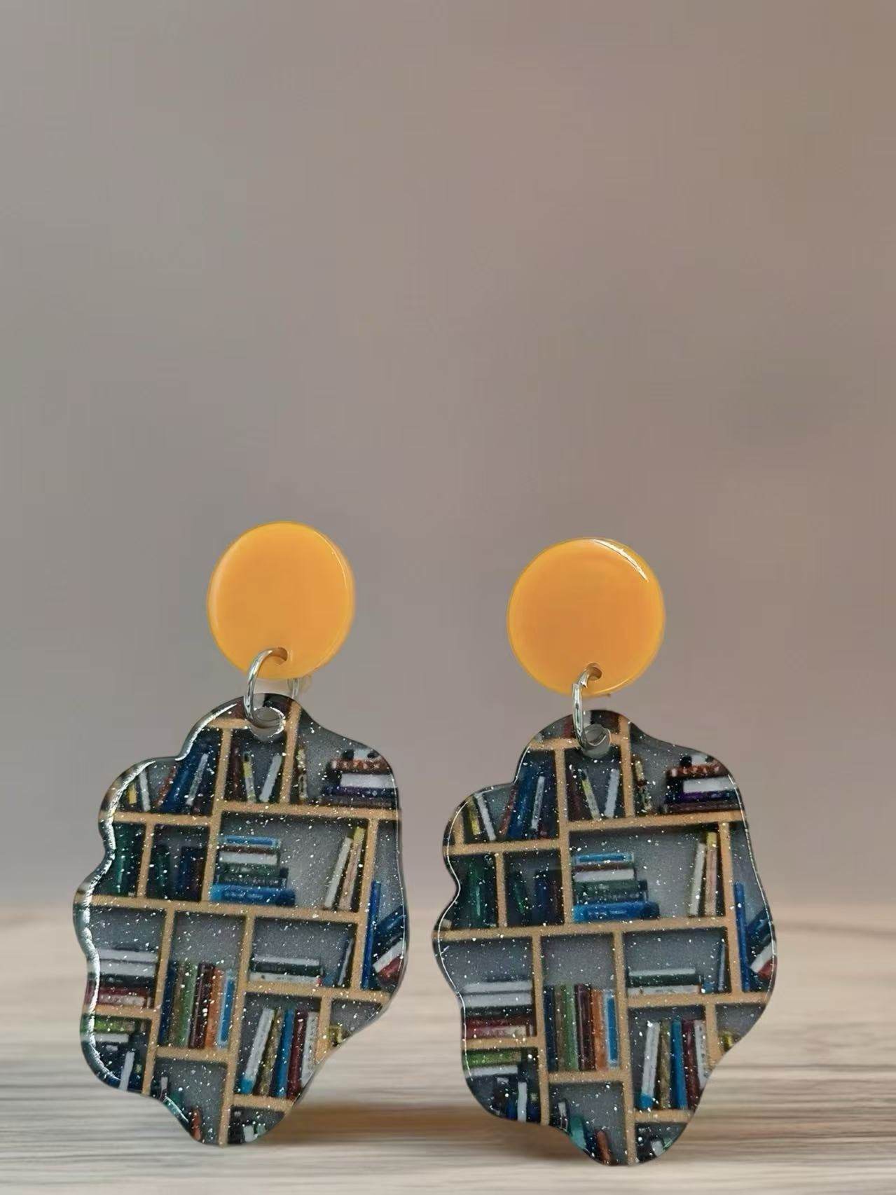Bookshelf-Inspired Stud Earrings - MODA ACCESSORIES