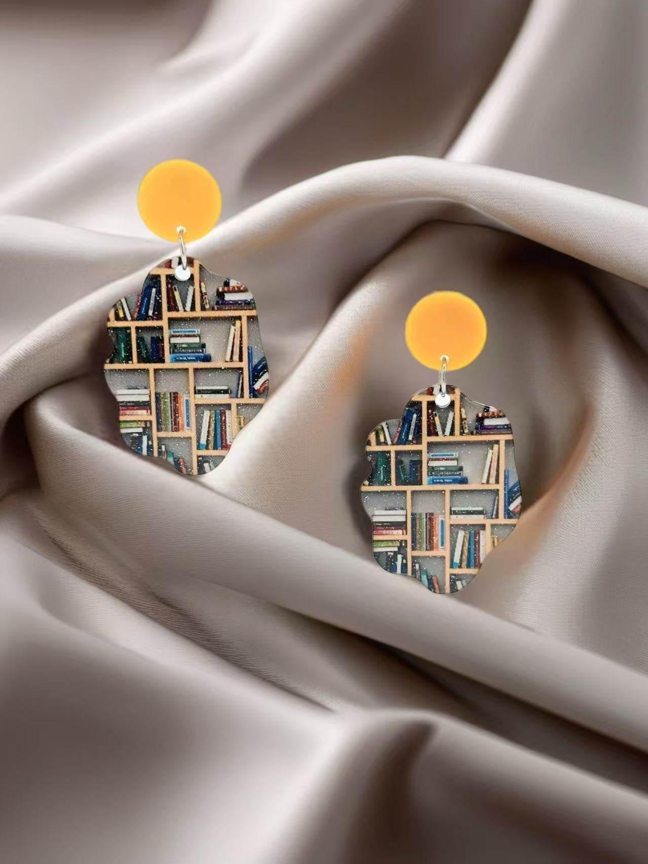 Bookshelf-Inspired Stud Earrings - MODA ACCESSORIES