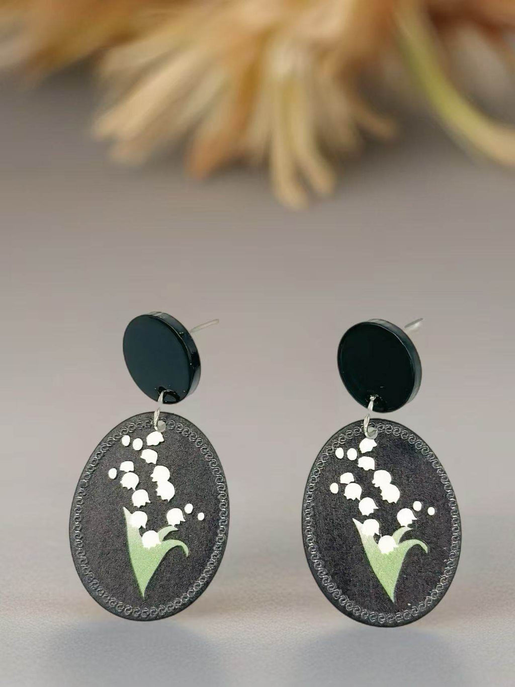 Lily of the Valley Oval Stud Earrings - MODA ACCESSORIES