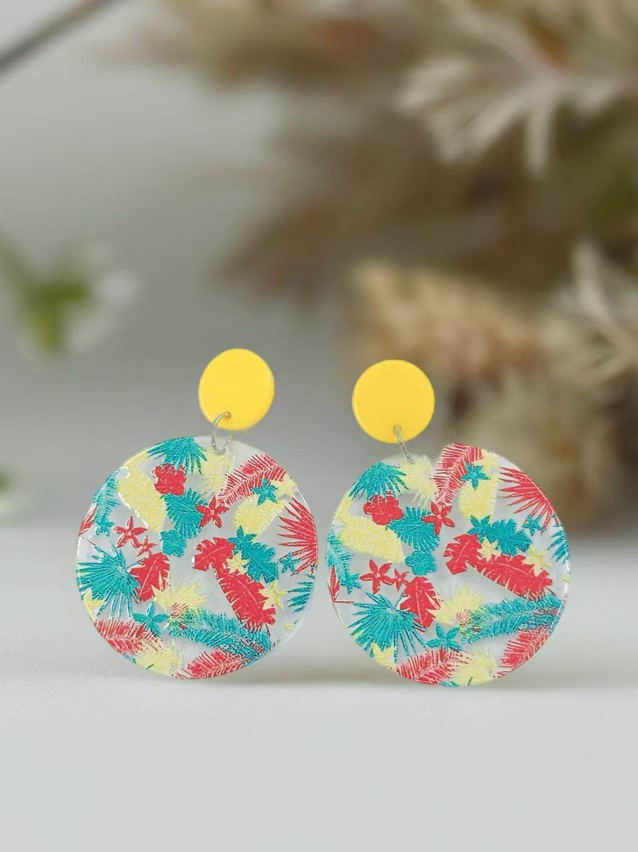 Tropical Fern Burst Statement Earrings - MODA ACCESSORIES