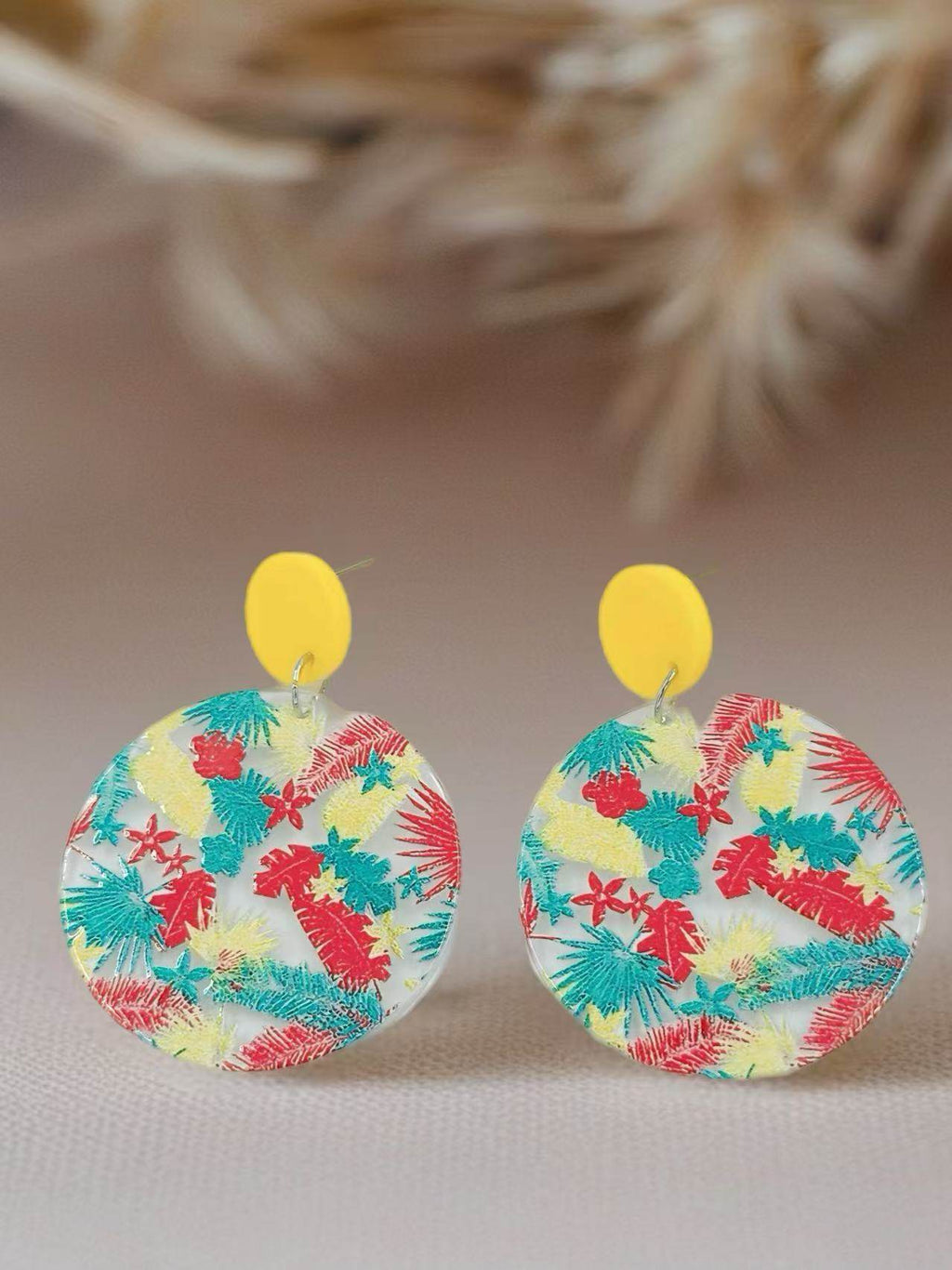 Tropical Fern Burst Statement Earrings - MODA ACCESSORIES