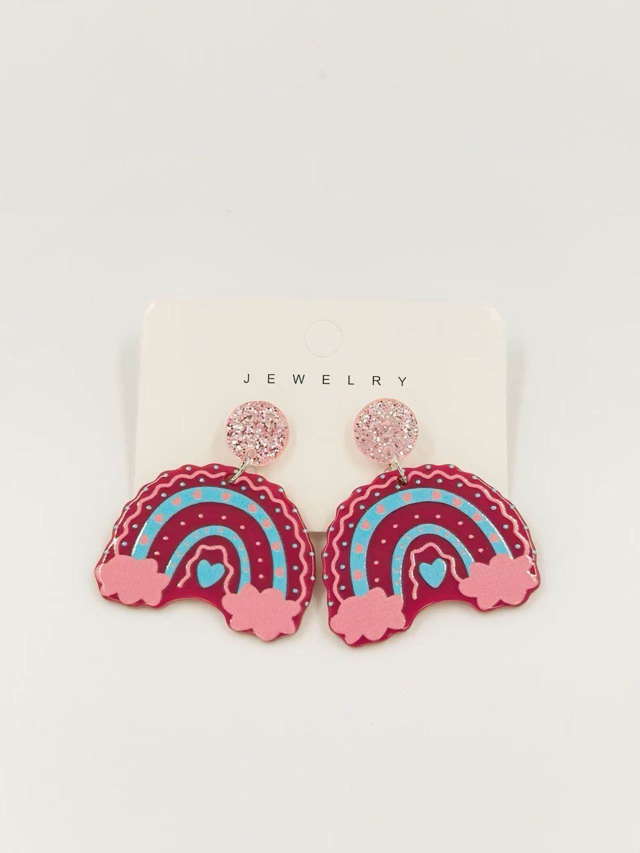 Pink Candy Rainbow Cloud Earrings - MODA ACCESSORIES