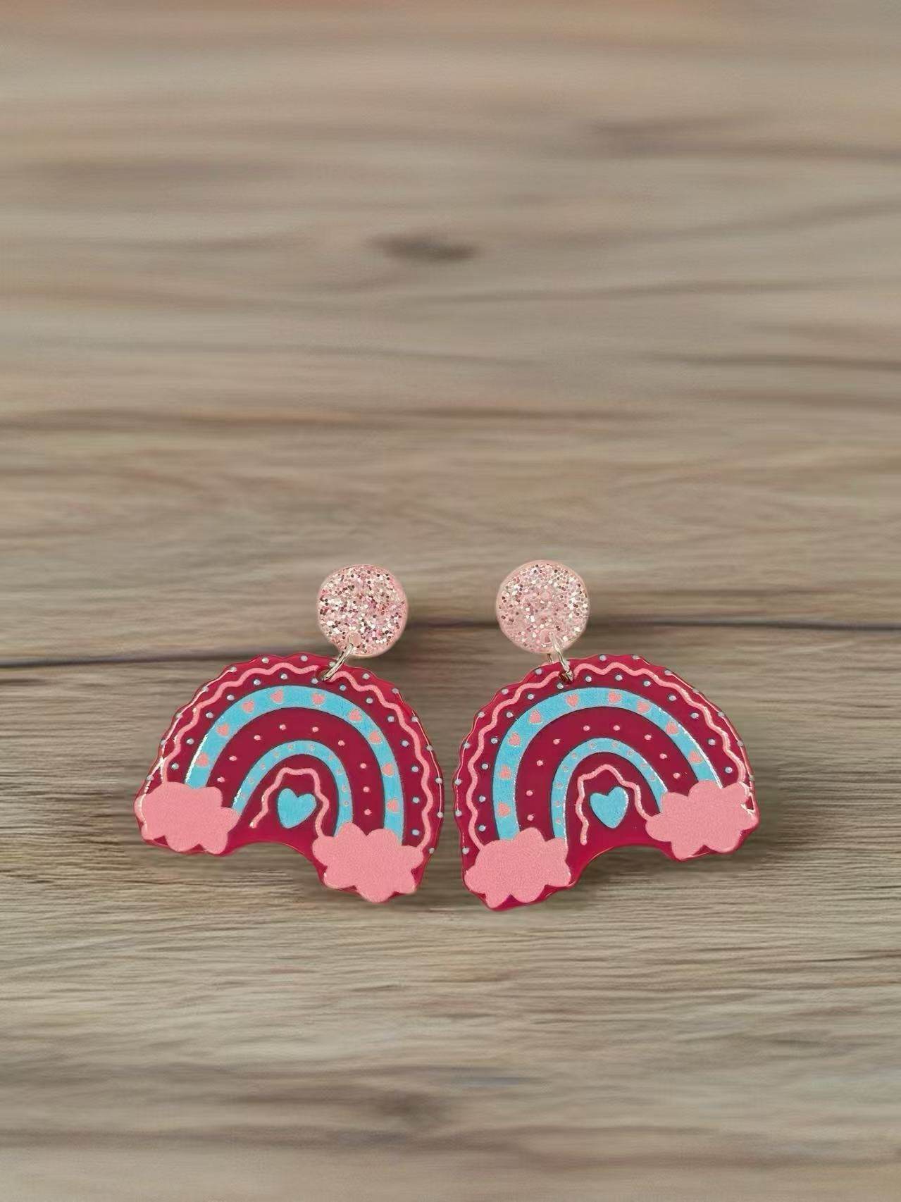 Pink Candy Rainbow Cloud Earrings - MODA ACCESSORIES