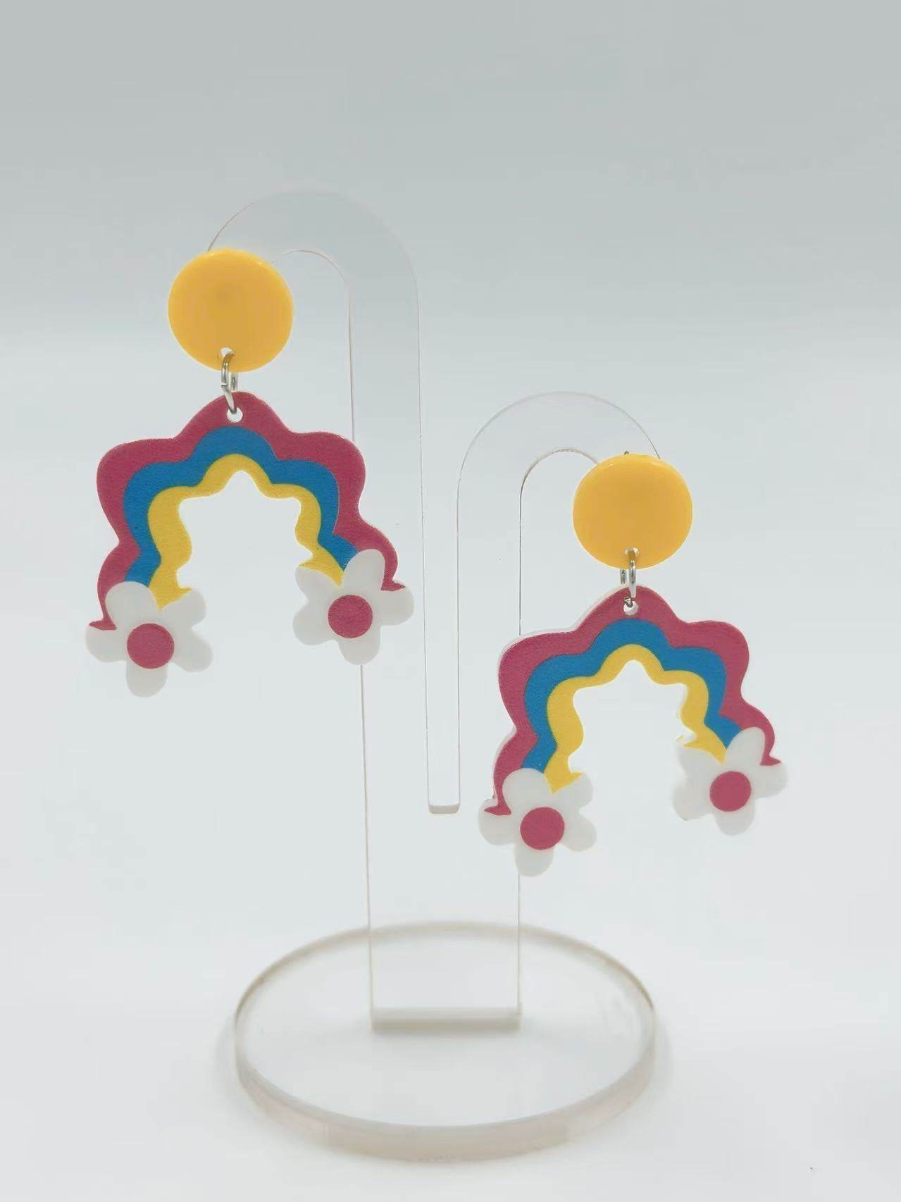 Retro Rainbow & Daisy Stud Earrings - MODA ACCESSORIES