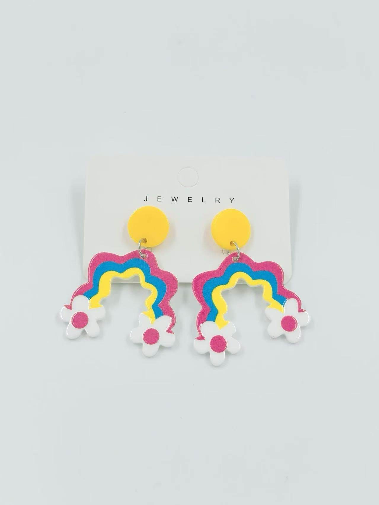 Retro Rainbow & Daisy Stud Earrings - MODA ACCESSORIES