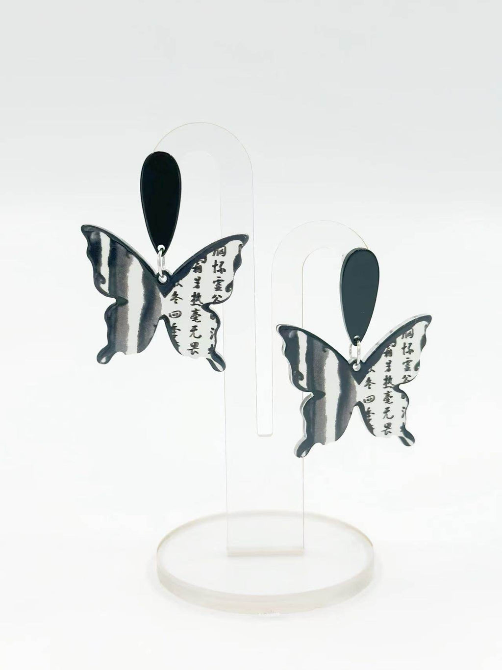 Monochrome Butterfly Script Earrings - MODA ACCESSORIES