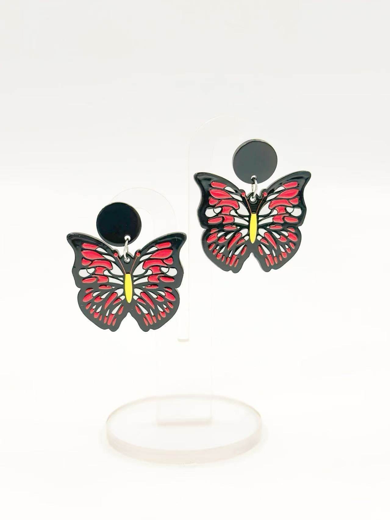 Crimson Monarch Butterfly Statement Earrings - MODA ACCESSORIES