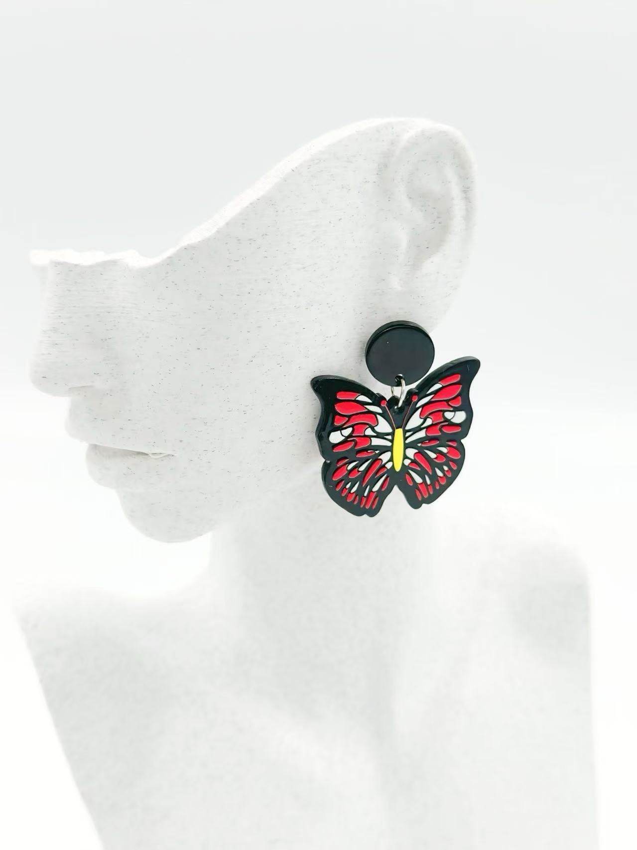 Crimson Monarch Butterfly Statement Earrings - MODA ACCESSORIES