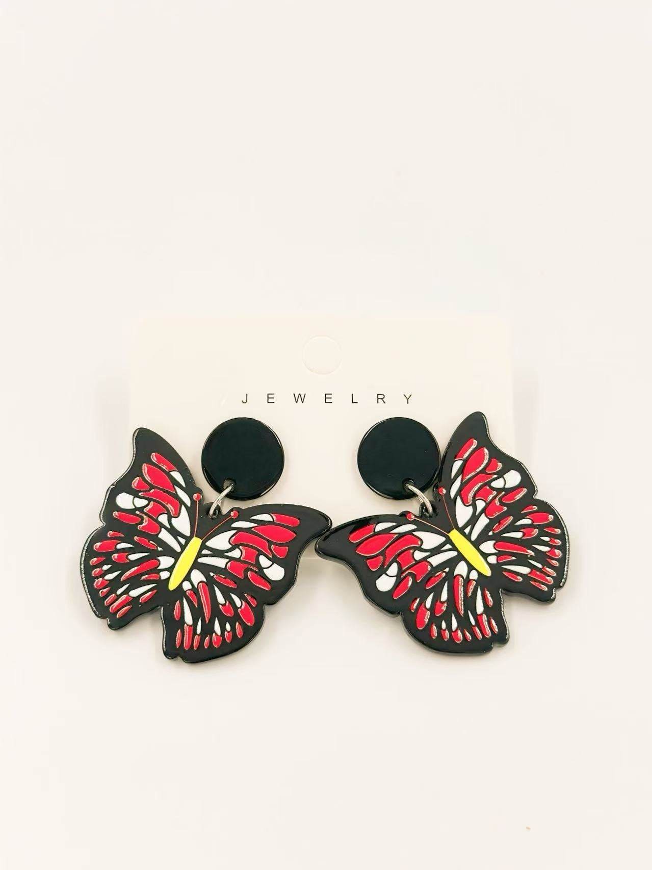 Crimson Monarch Butterfly Statement Earrings - MODA ACCESSORIES