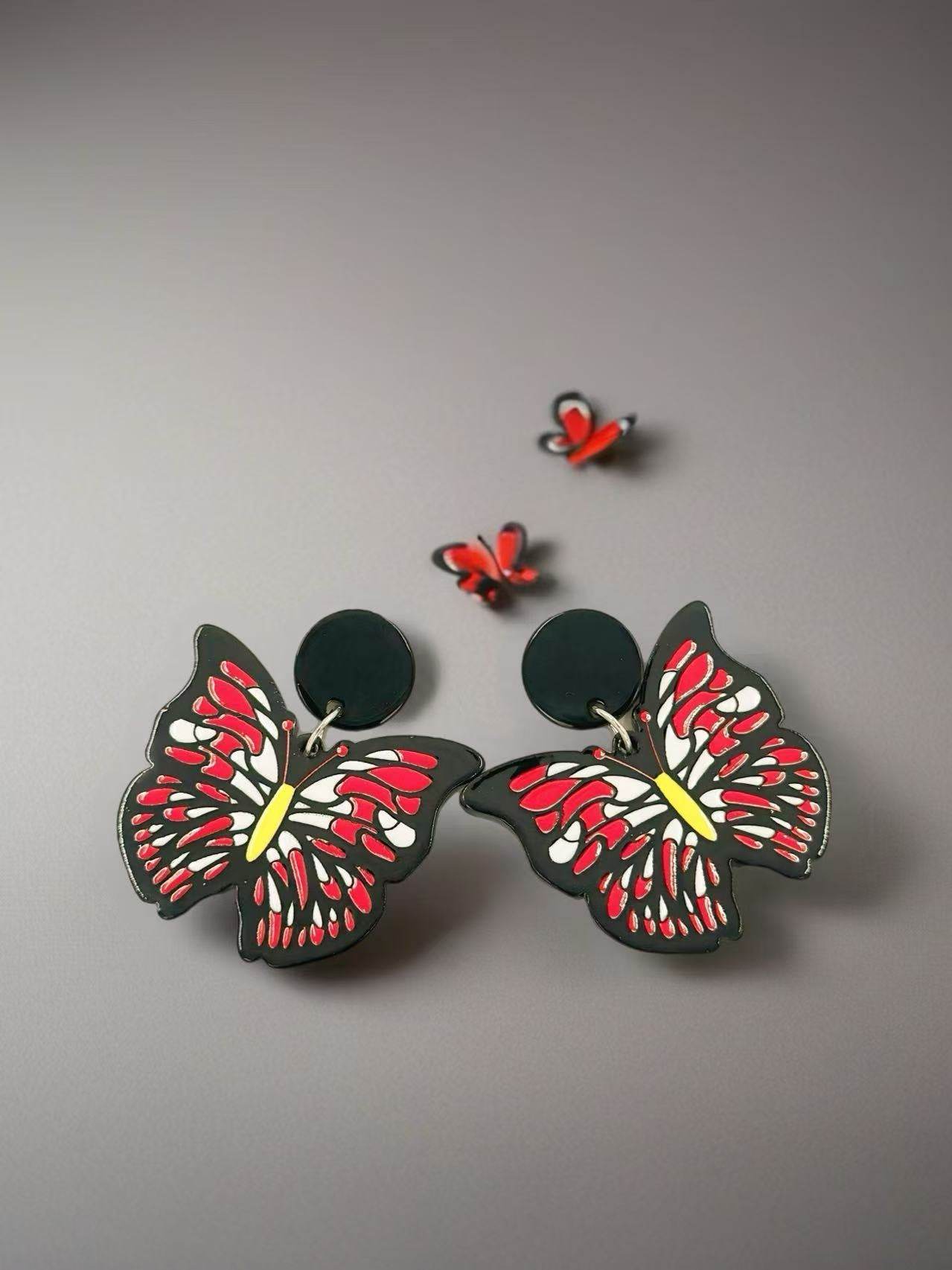 Crimson Monarch Butterfly Statement Earrings - MODA ACCESSORIES