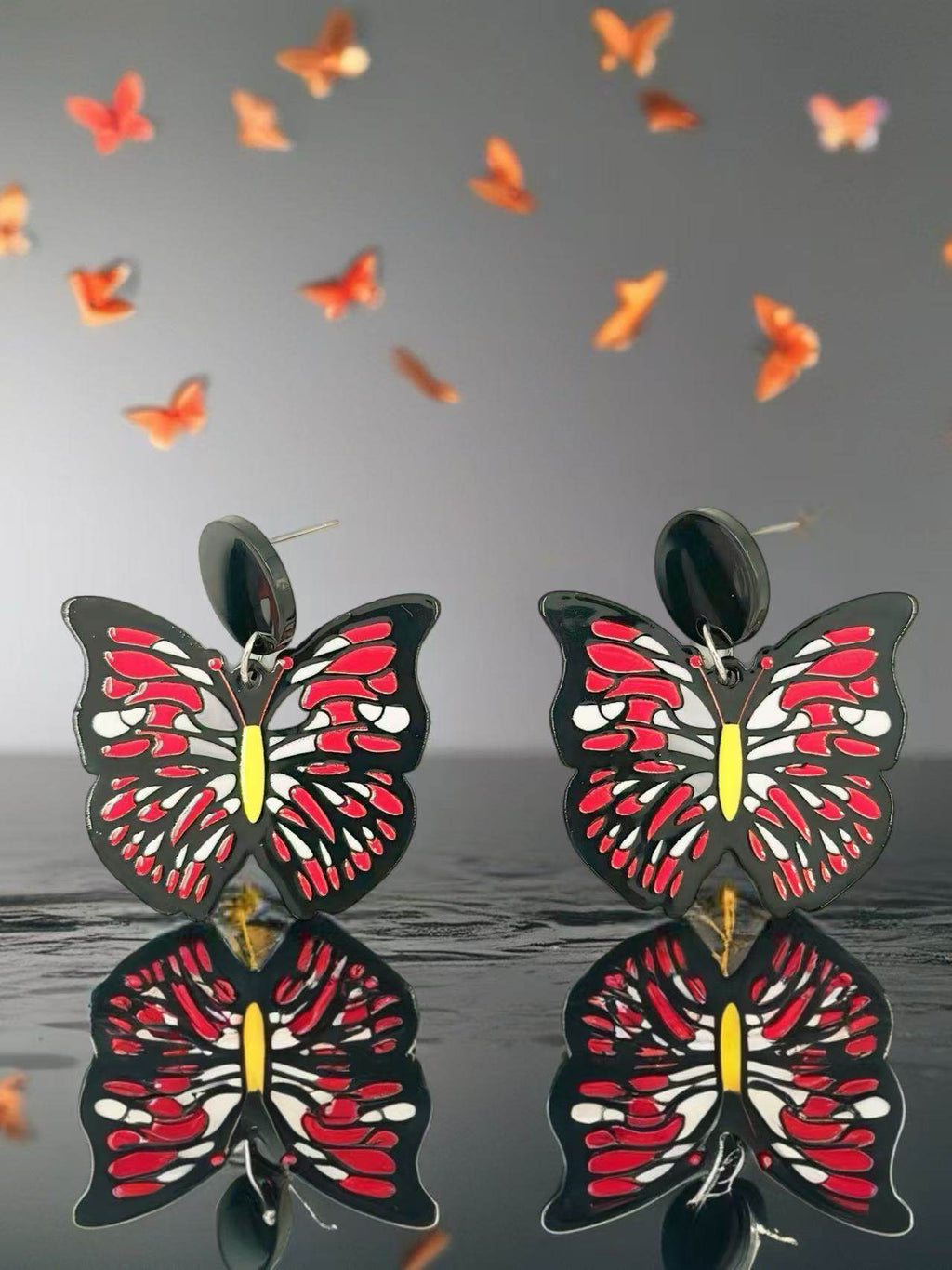 Crimson Monarch Butterfly Statement Earrings - MODA ACCESSORIES