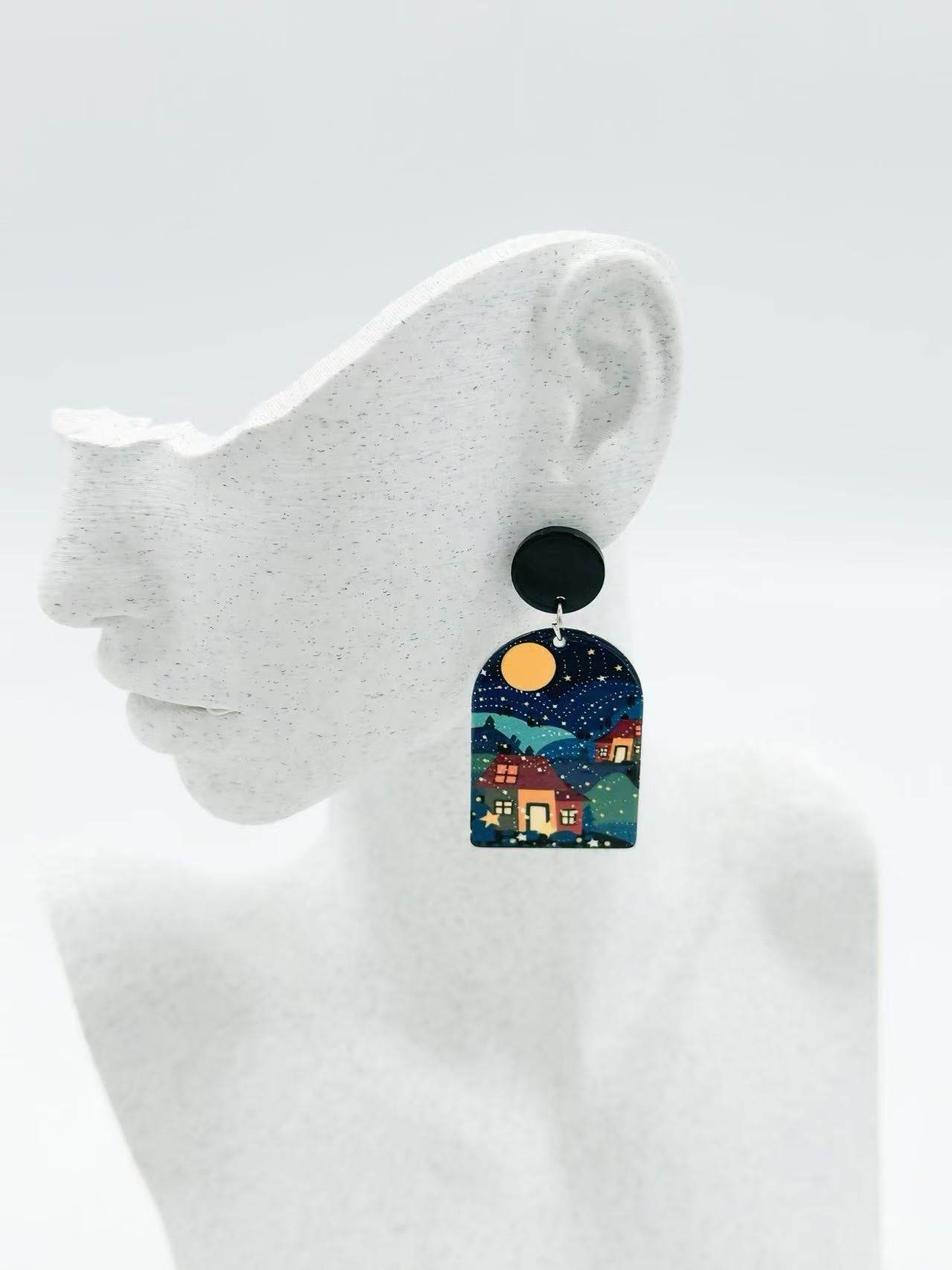 Starry Village Night Earrings - MODA ACCESSORIES