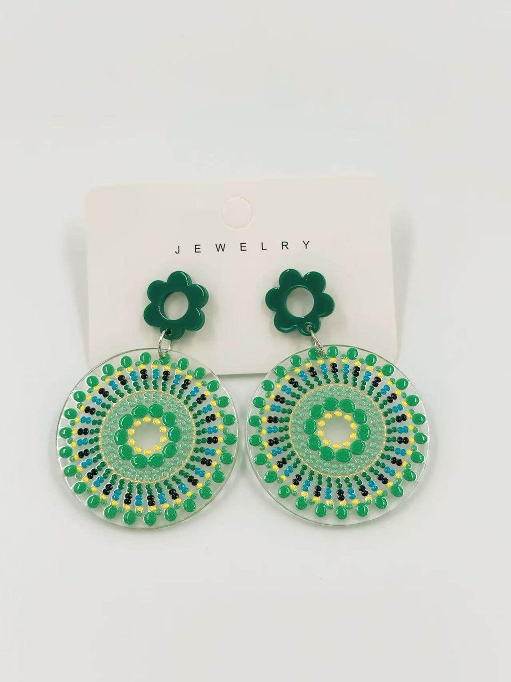 Green Mandala Bloom Earrings - MODA ACCESSORIES