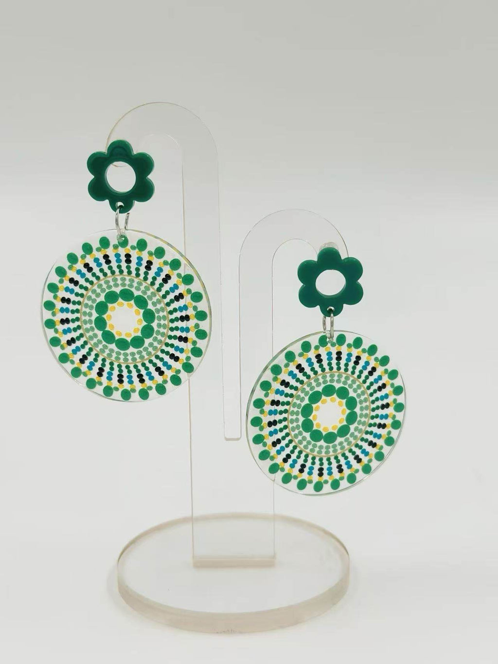 Green Mandala Bloom Earrings - MODA ACCESSORIES