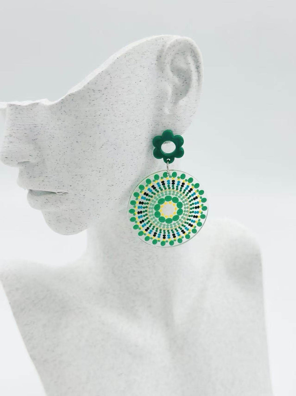Green Mandala Bloom Earrings - MODA ACCESSORIES