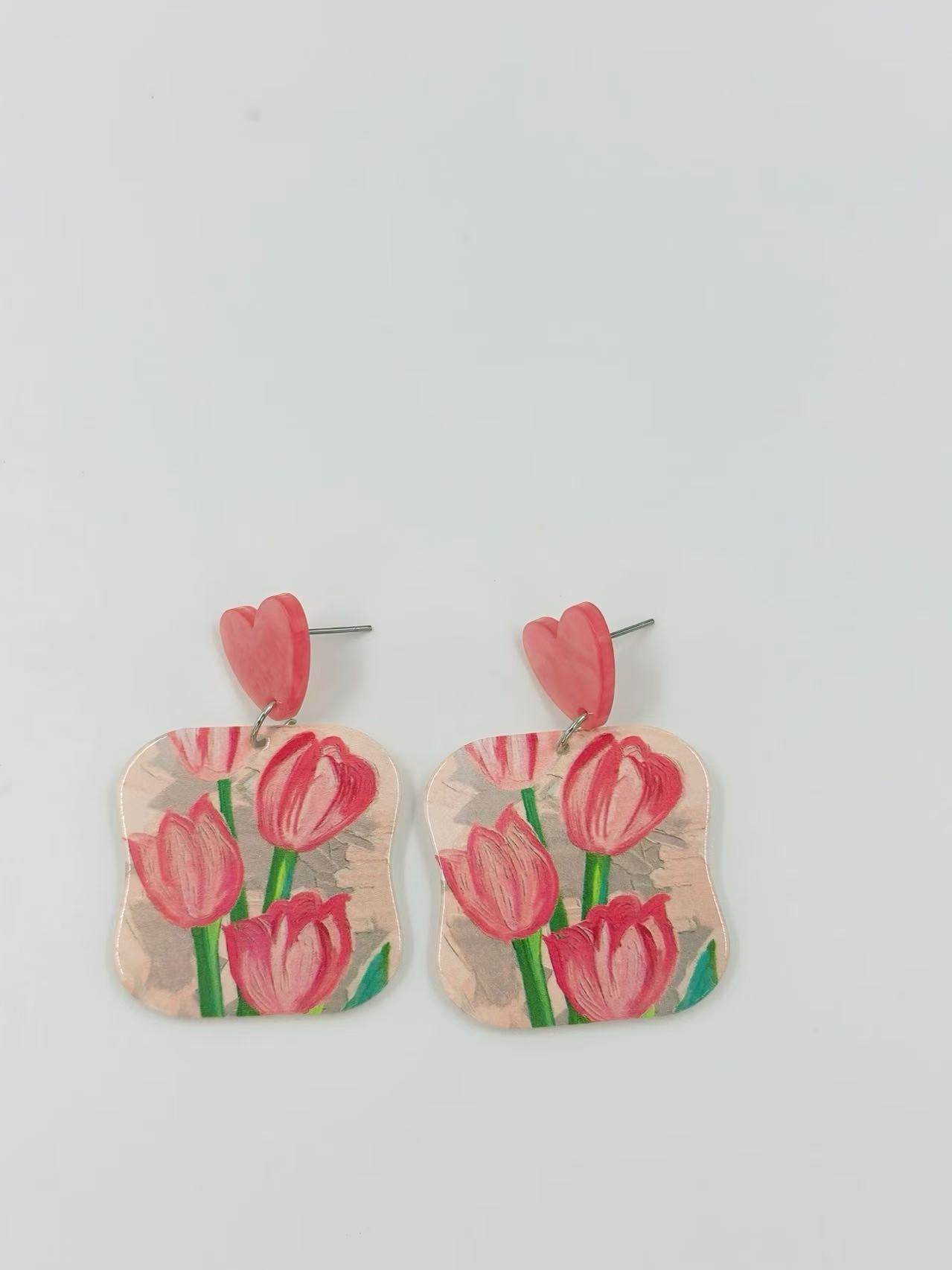 Blushing Tulip Heart Earrings - MODA ACCESSORIES