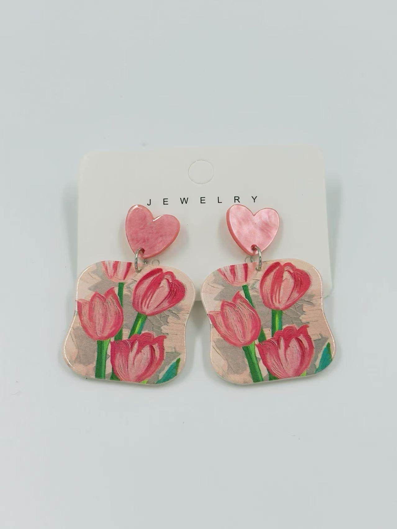 Blushing Tulip Heart Earrings - MODA ACCESSORIES