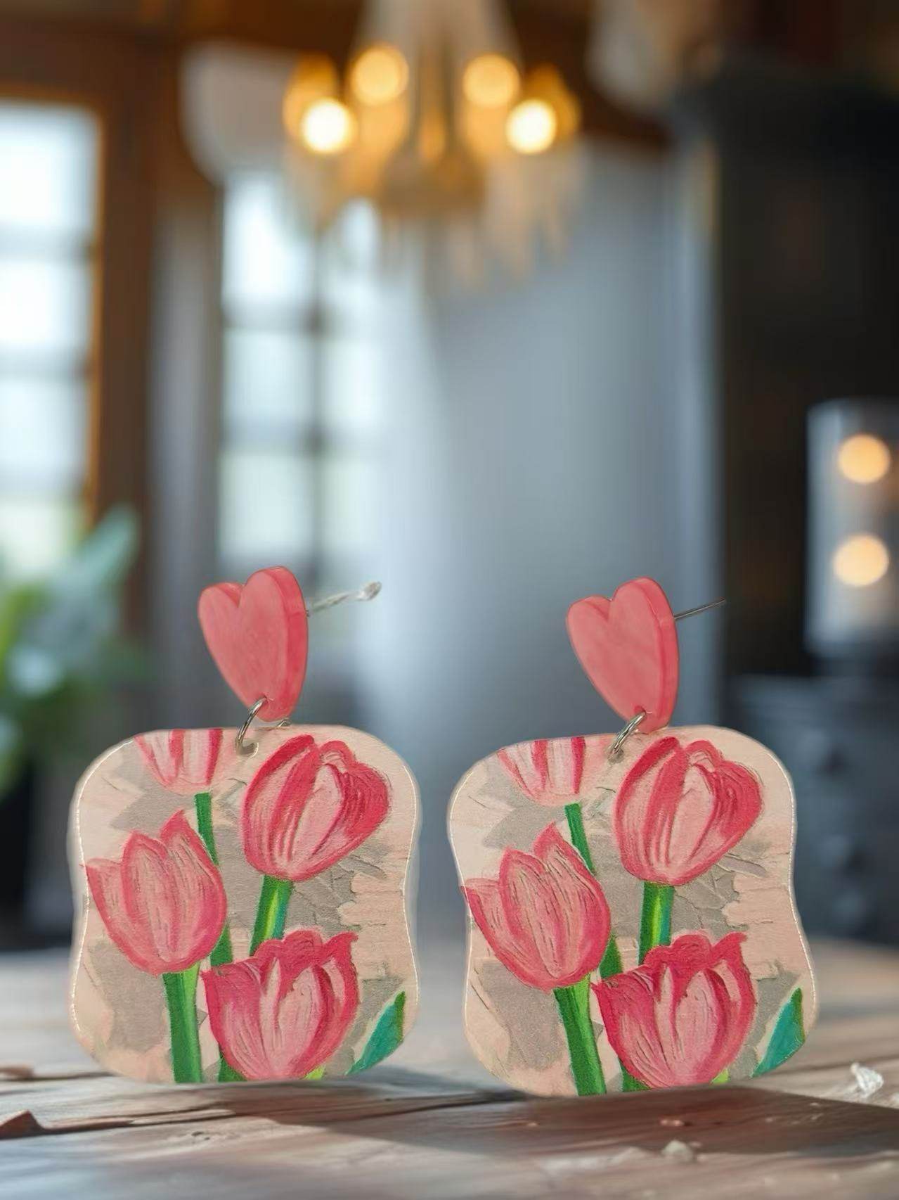 Blushing Tulip Heart Earrings - MODA ACCESSORIES