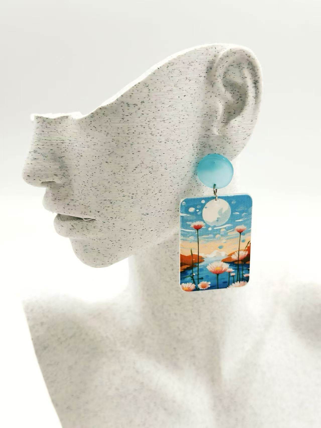 Moonlit Lotus Lake Earrings - MODA ACCESSORIES