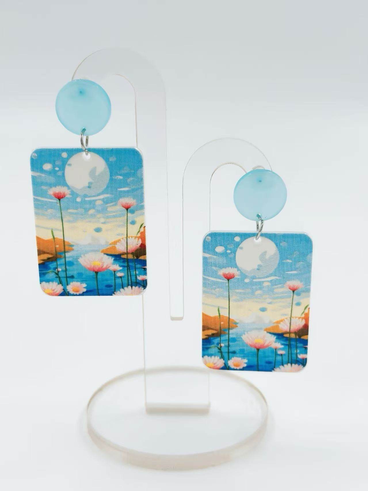 Moonlit Lotus Lake Earrings - MODA ACCESSORIES