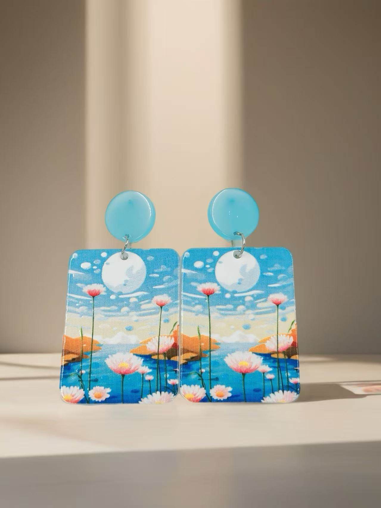 Moonlit Lotus Lake Earrings - MODA ACCESSORIES