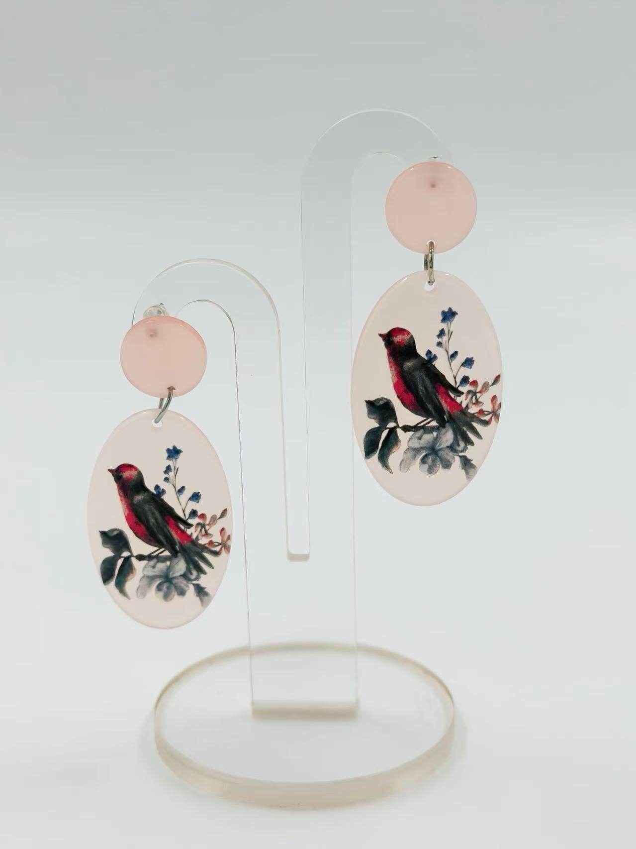 Blush Songbird Oval Earrings - MODA ACCESSORIES