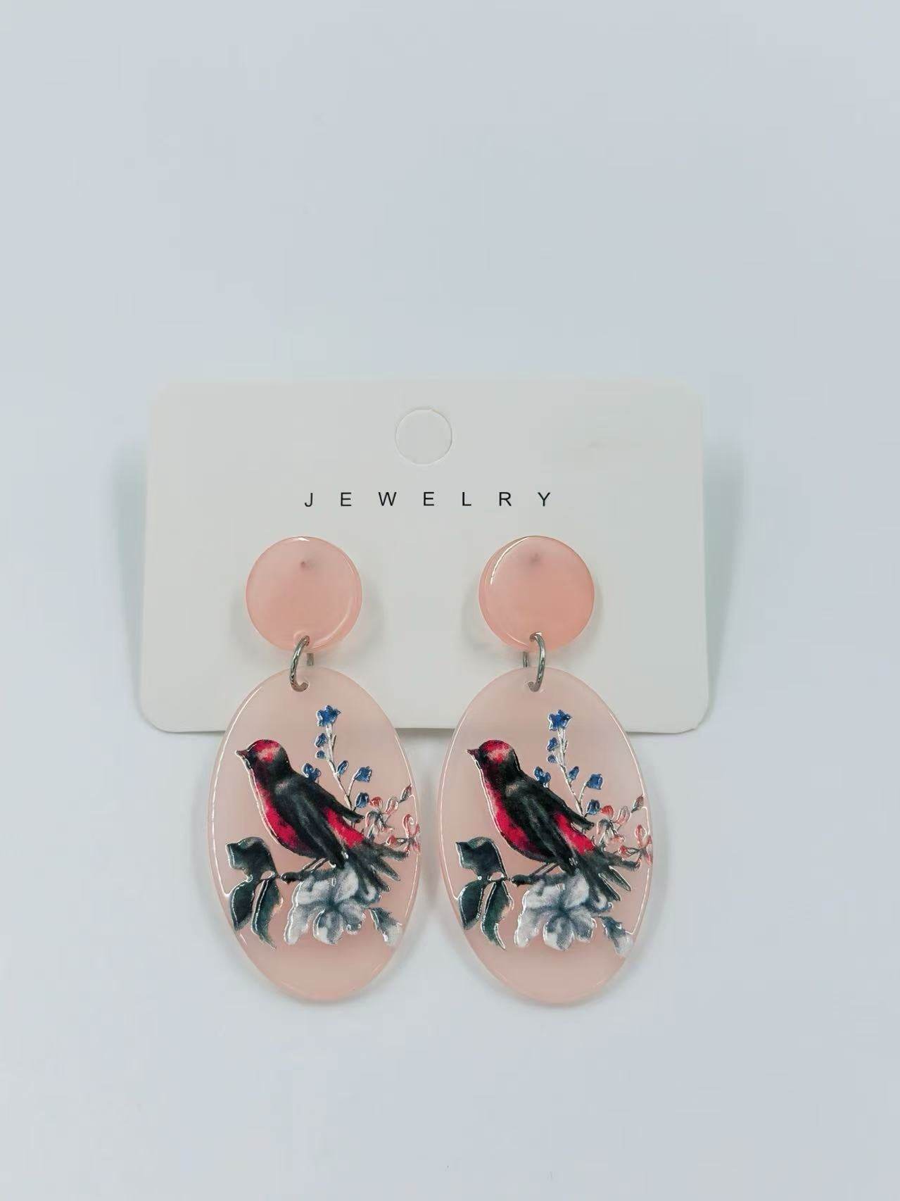 Blush Songbird Oval Earrings - MODA ACCESSORIES