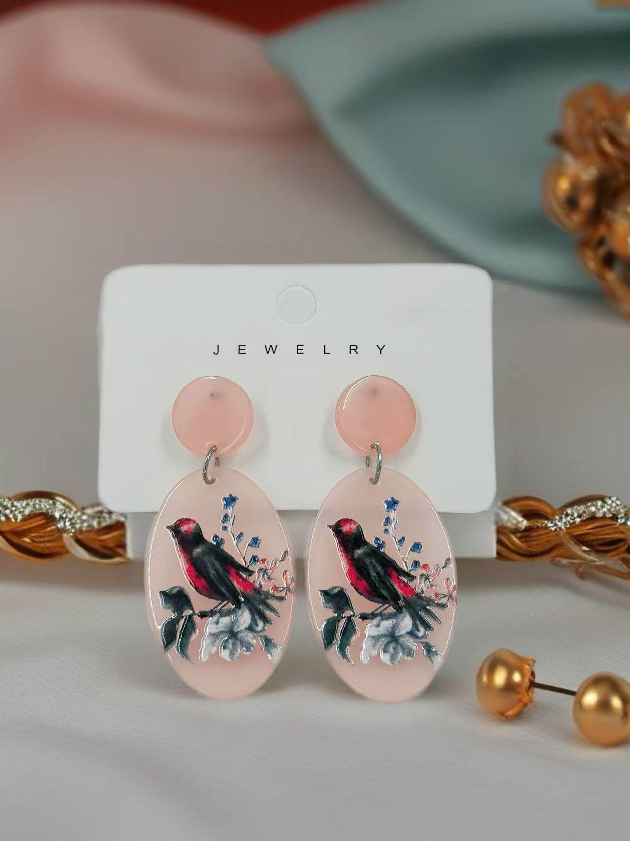 Blush Songbird Oval Earrings - MODA ACCESSORIES