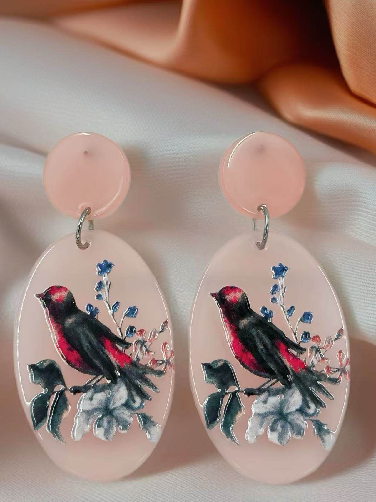 Blush Songbird Oval Earrings - MODA ACCESSORIES