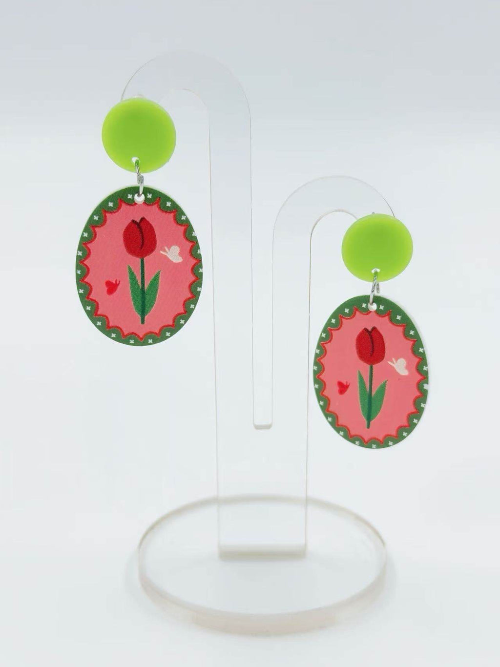 Tulip Love Oval Earrings - MODA ACCESSORIES