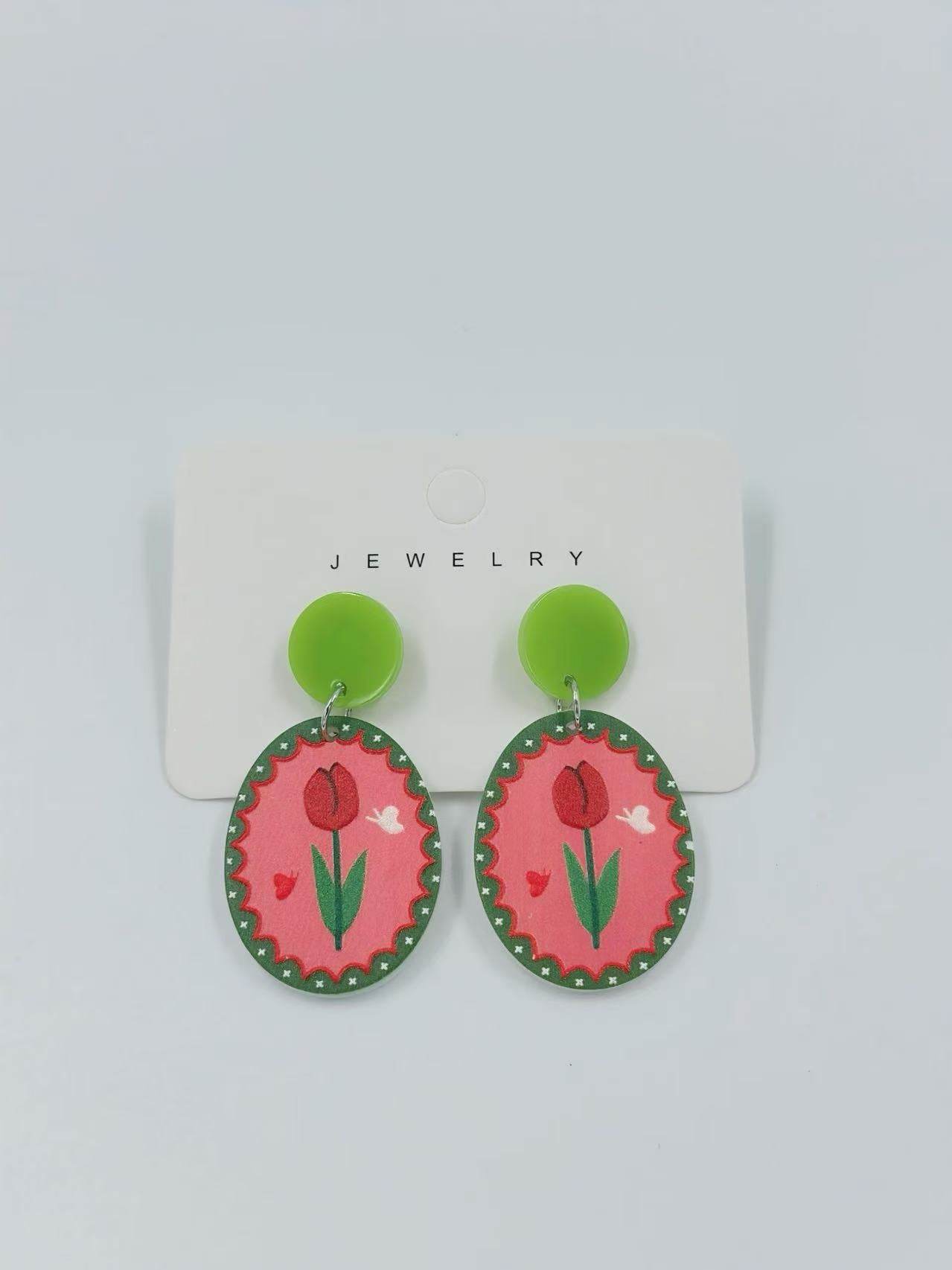 Tulip Love Oval Earrings - MODA ACCESSORIES