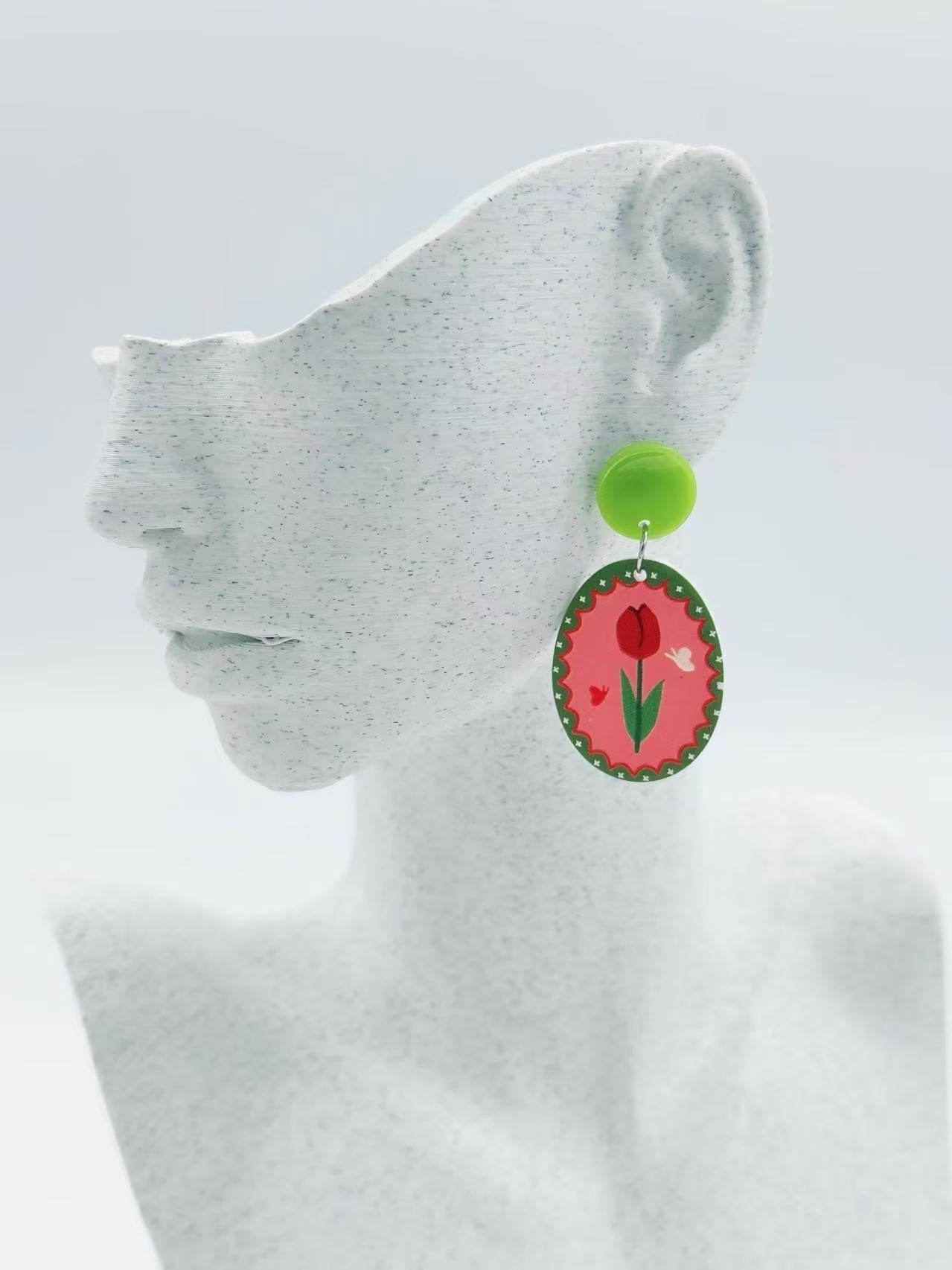 Tulip Love Oval Earrings - MODA ACCESSORIES