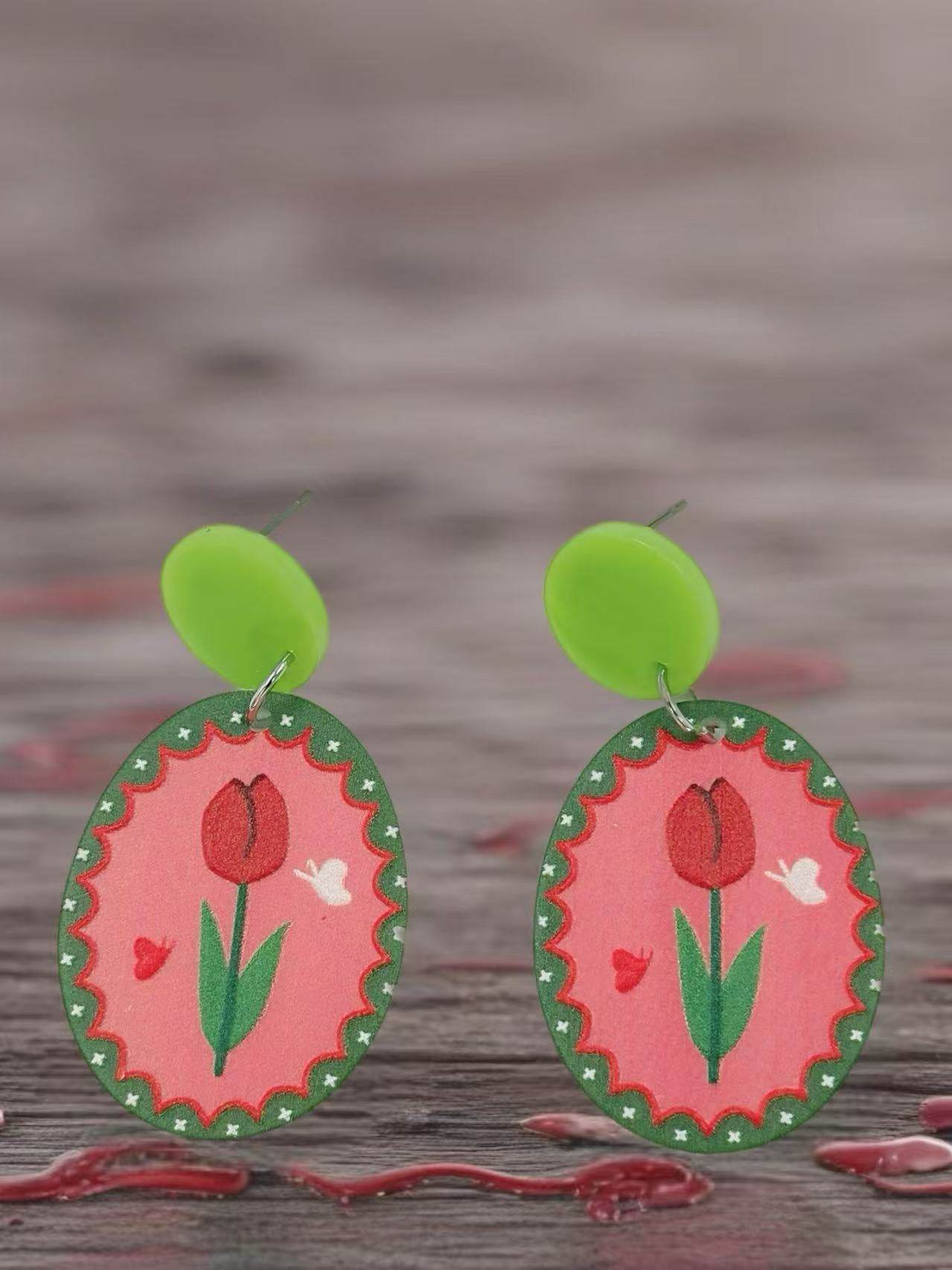 Tulip Love Oval Earrings - MODA ACCESSORIES
